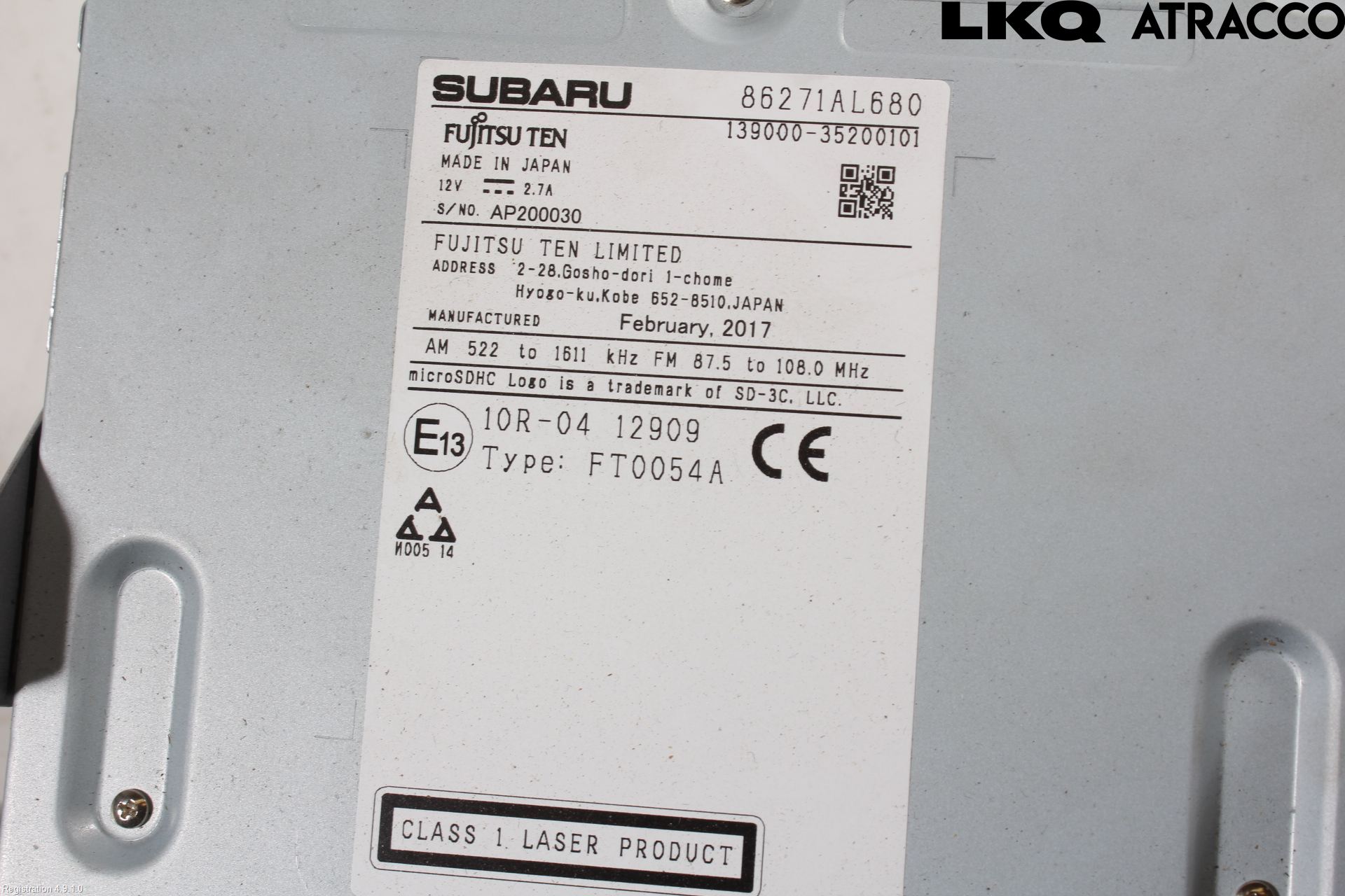 Subaru OUTBACK 15-20 Stereo Radio Med Cd