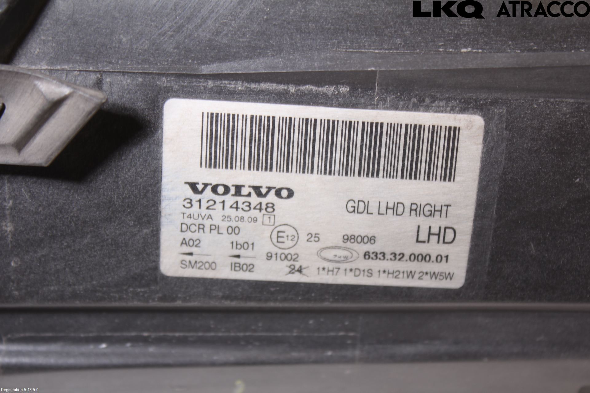 Volvo V70 08-13 Frontlykt Høyre