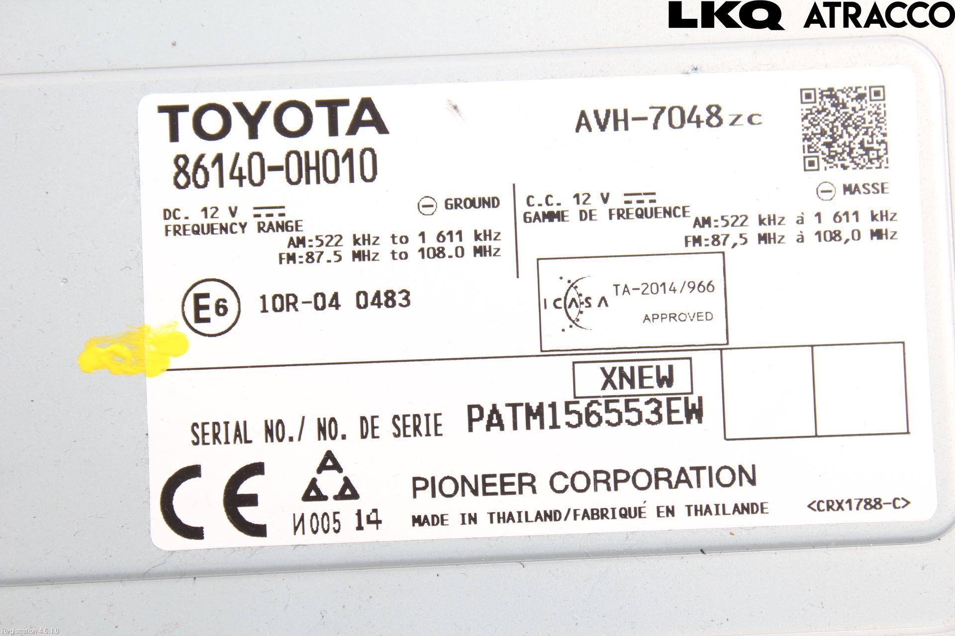 Toyota AYGO 15-21 Stereo Radio Med Cd