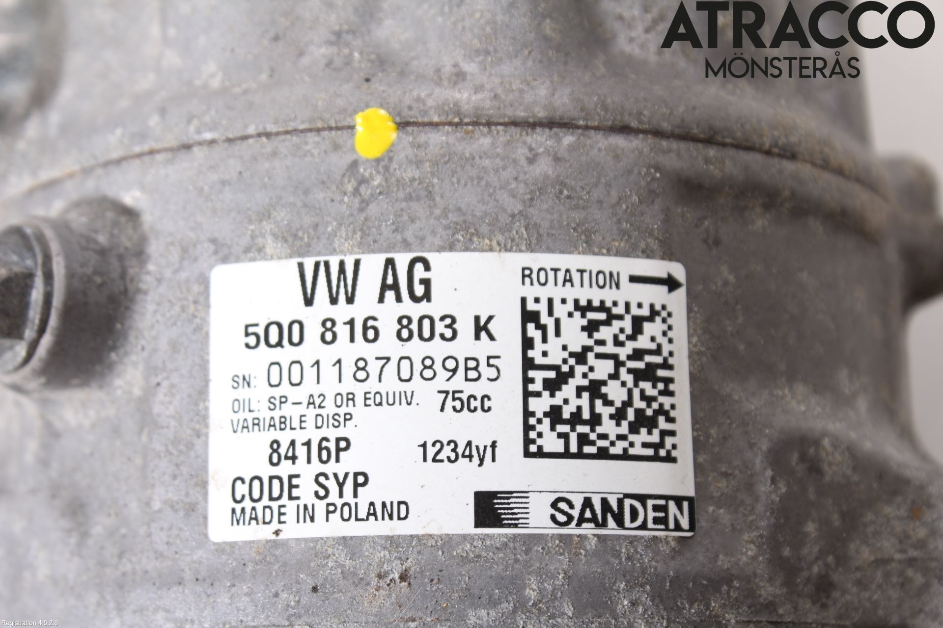Volkswagen VW PASSAT 15-19 Varme Ac Kompressor