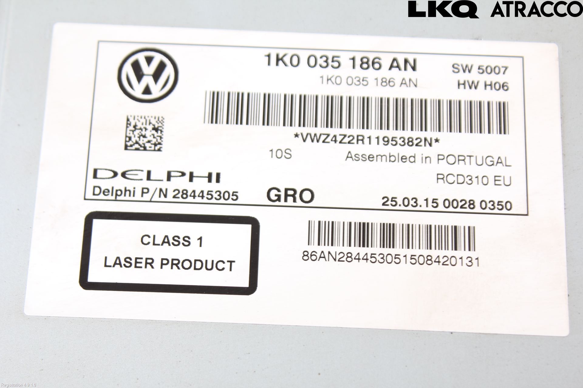 Volkswagen VW CADDY 11-15 Stereo Radio Med Cd