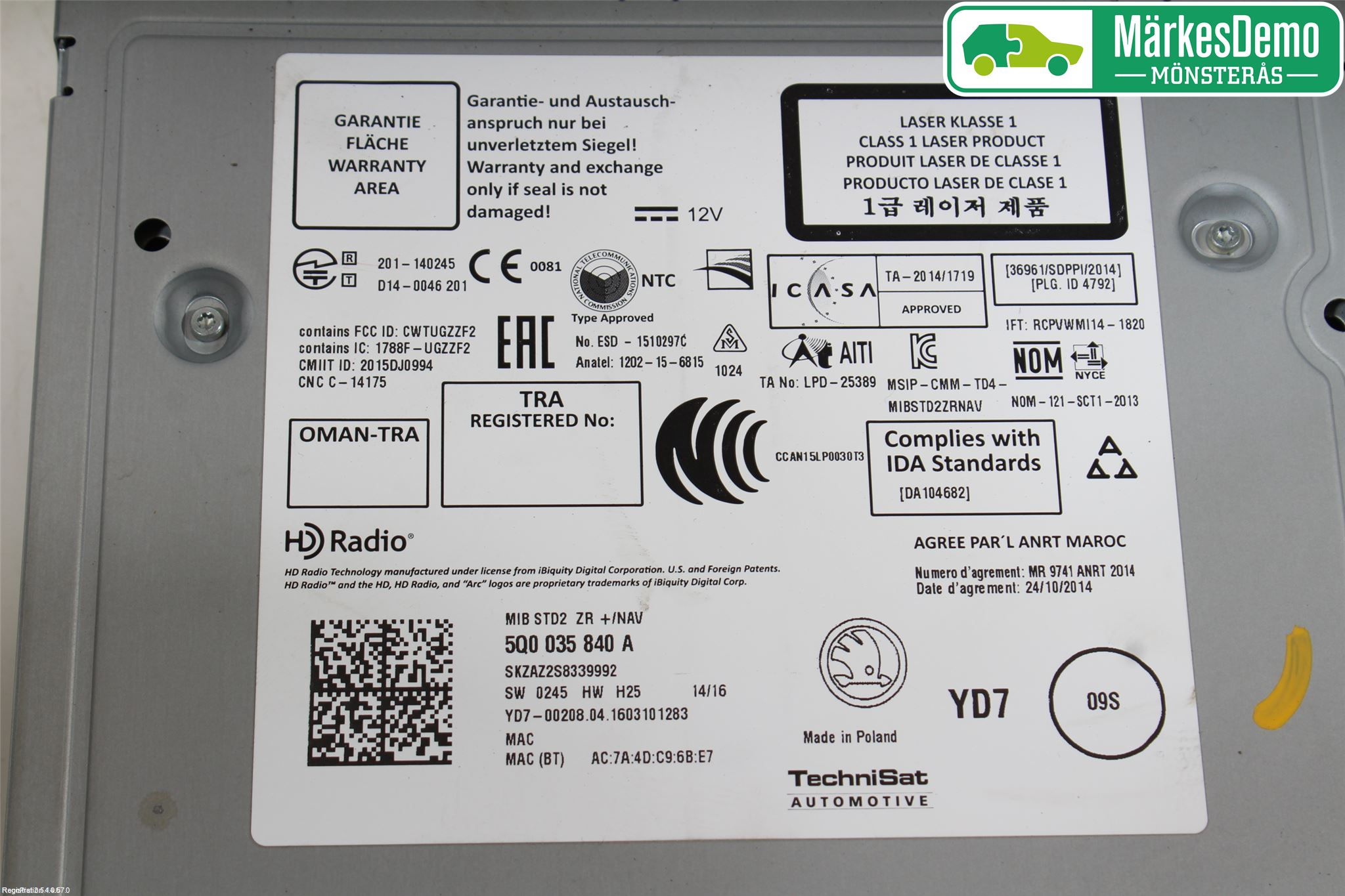 Skoda OCTAVIA (5E) 13-20 Stereo Radio