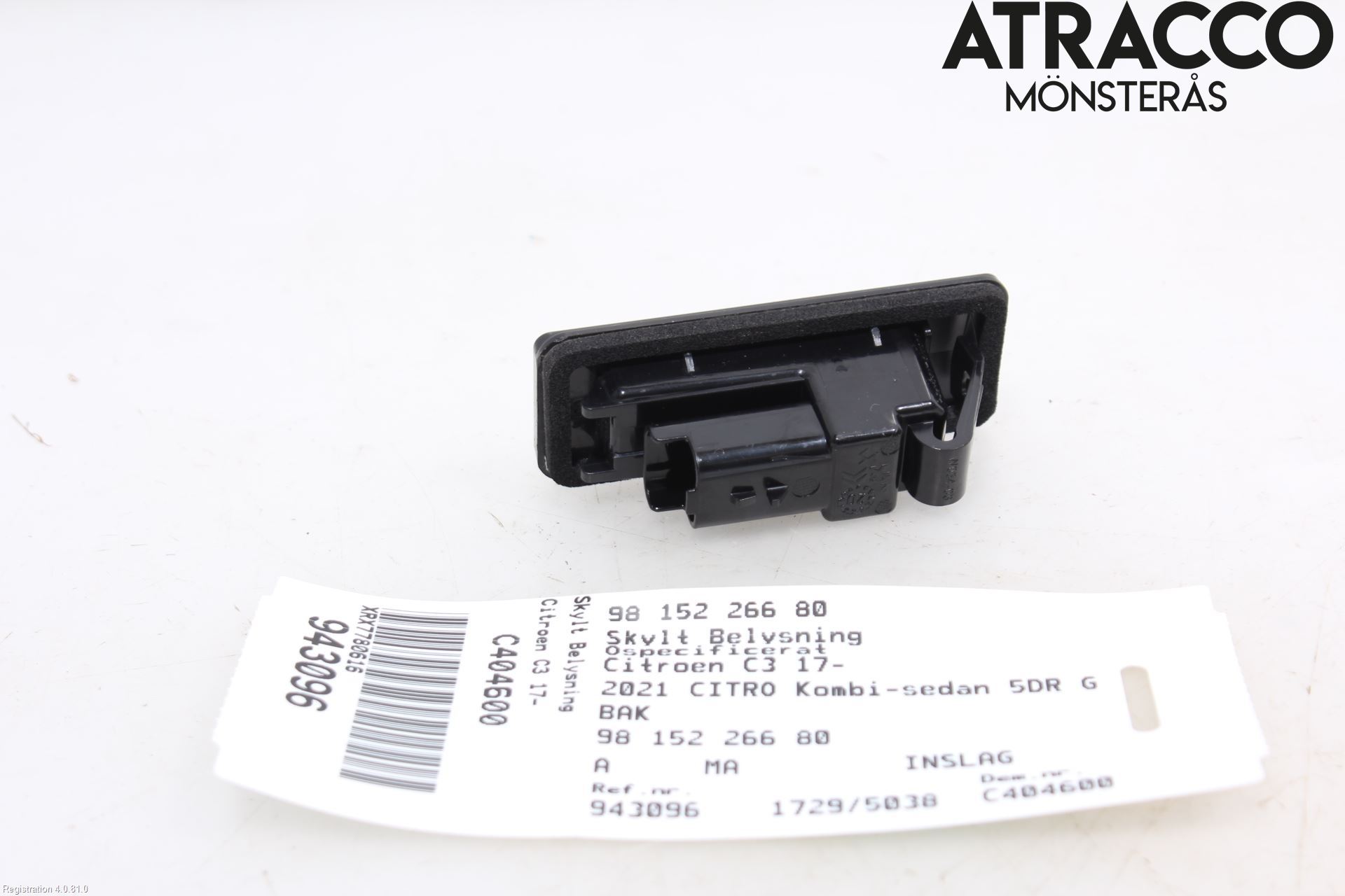 Citroen COTROEN C3 17-24 Skilt Belysning