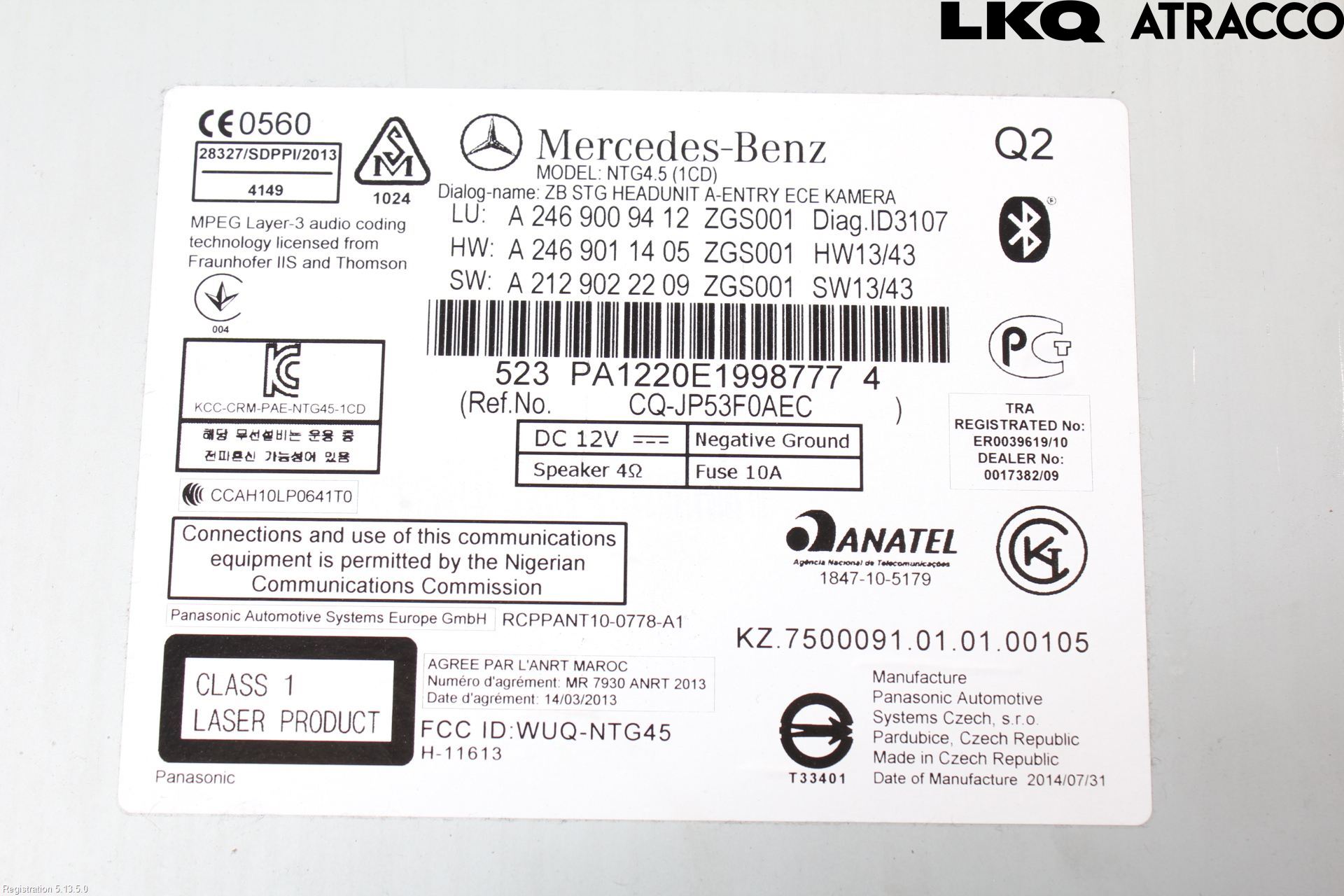Mercedes-Benz MB GLA-KLASS (X156) 13-20 Stereo Radio Med Cd
