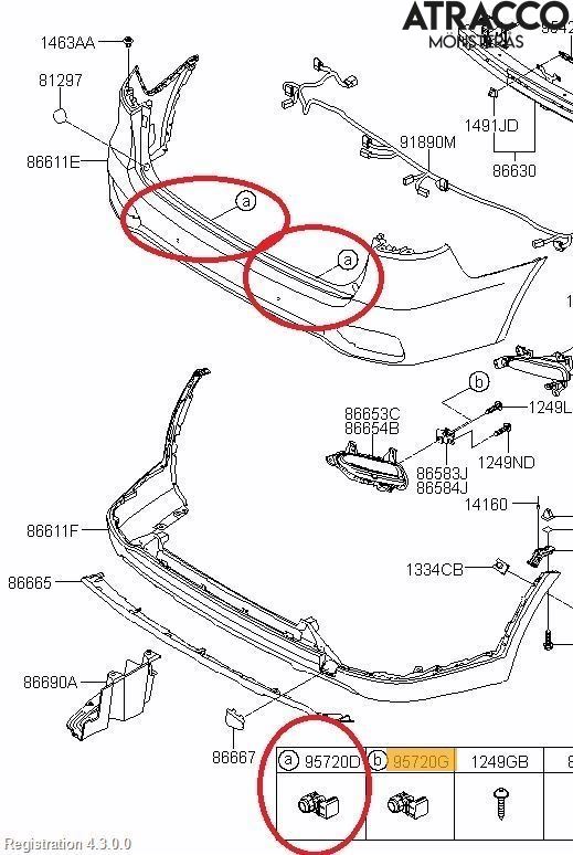 Kia SORENTO 15-20 Sensor Ryggesensor