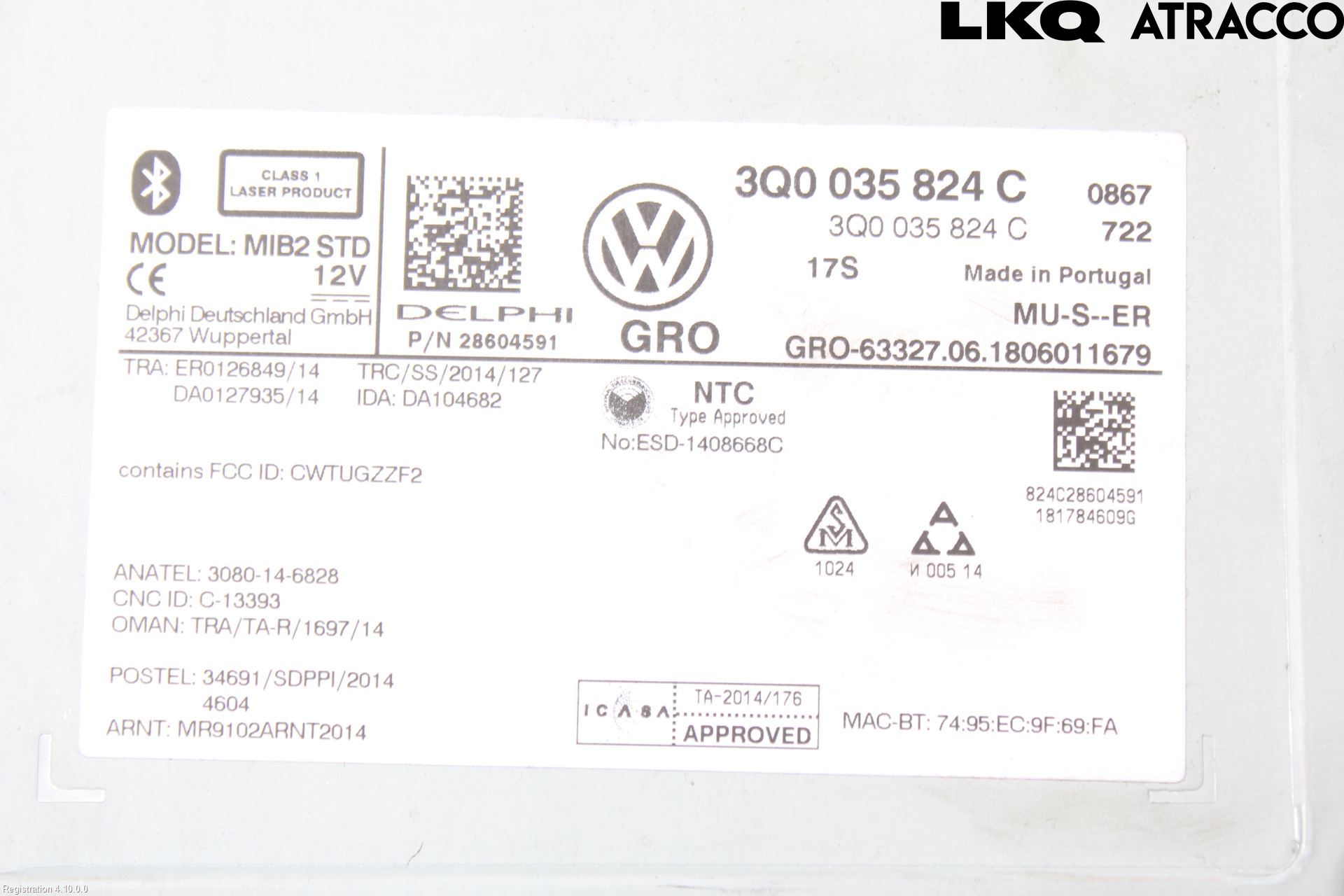 Volkswagen VW TIGUAN 16-24 Stereo Radio Med Cd