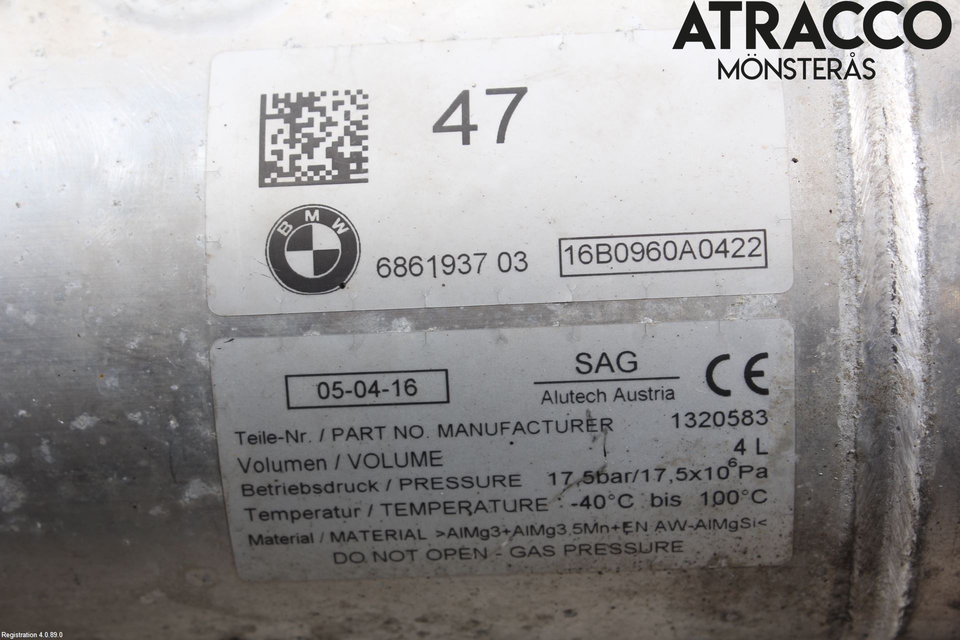 BMW 7 G11/G12 15-22 Nivå/Lufrfrändring Trycktank