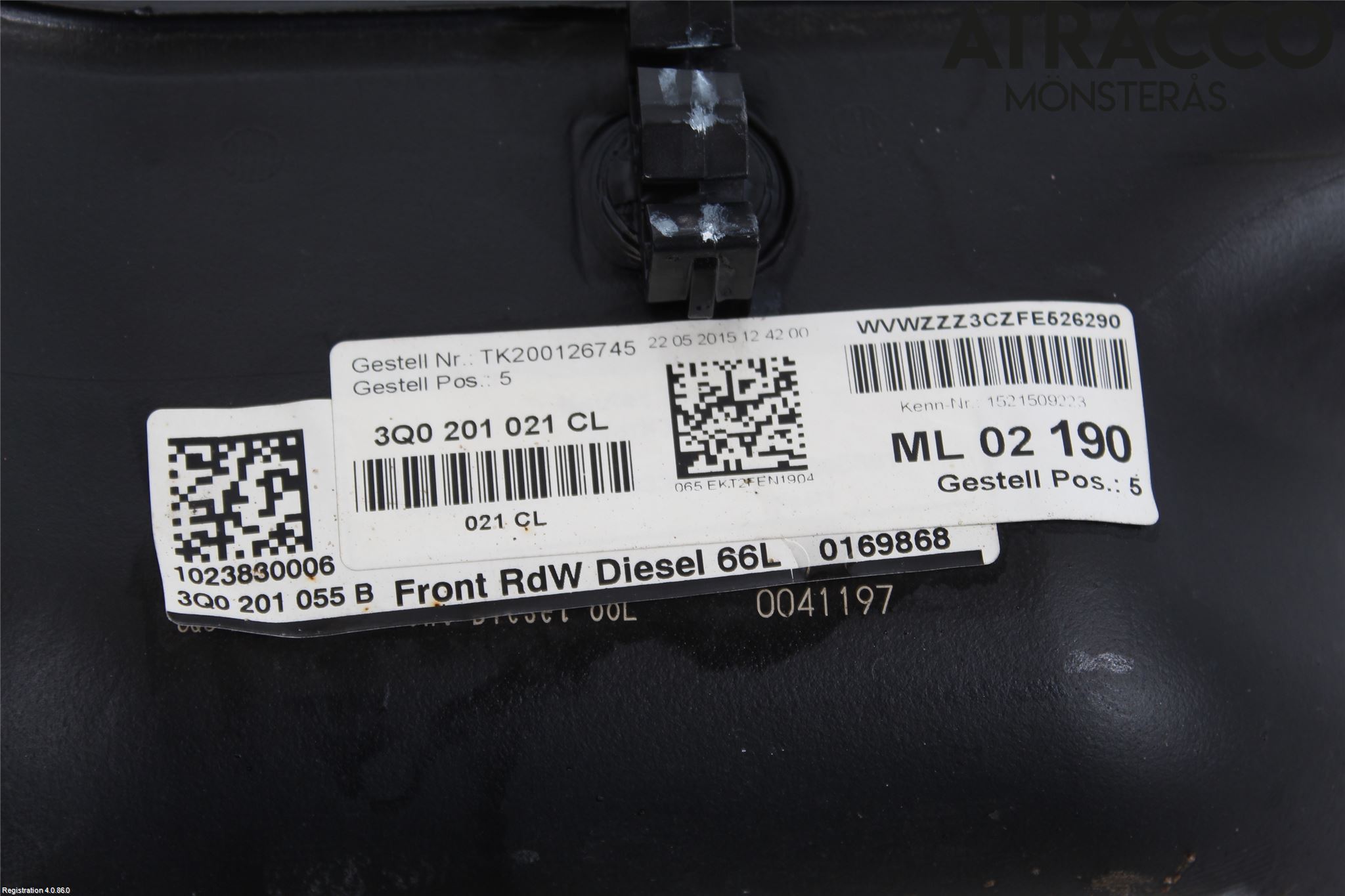 Volkswagen VW PASSAT 15-19 Drivstofftank Diesel