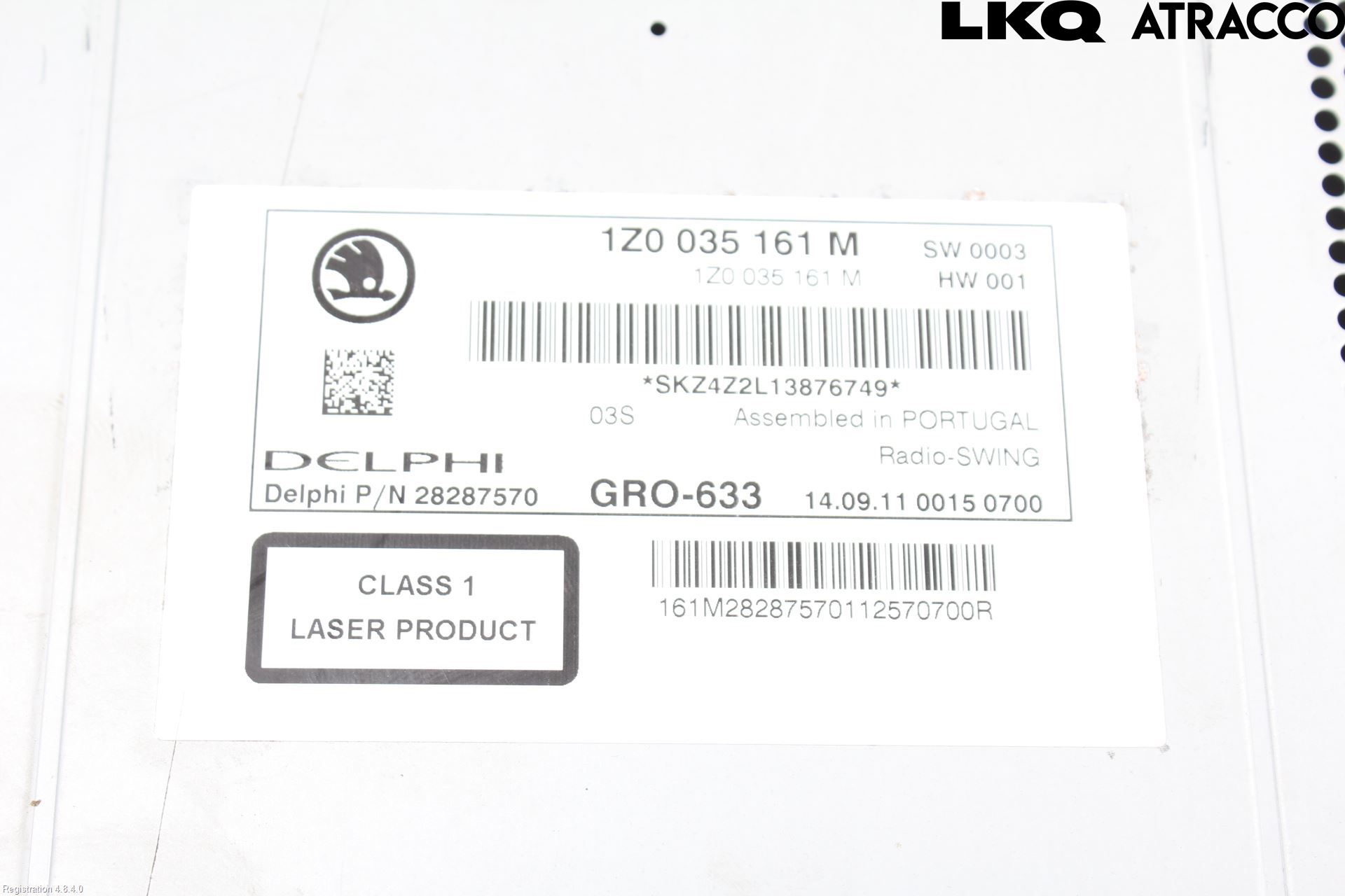 Skoda OCTAVIA (1Z) 05-13 Stereo Radio Med Cd
