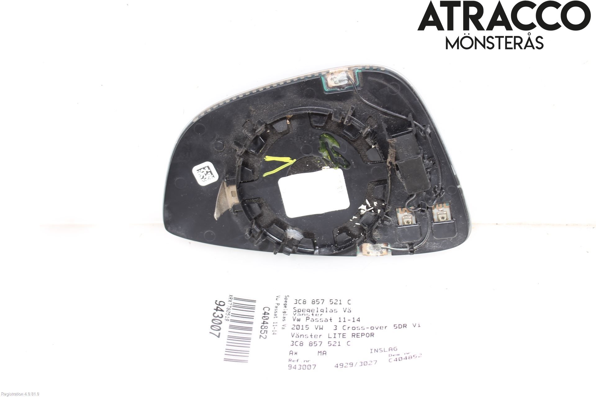 Volkswagen VW PASSAT 11-14 Speil Glass V