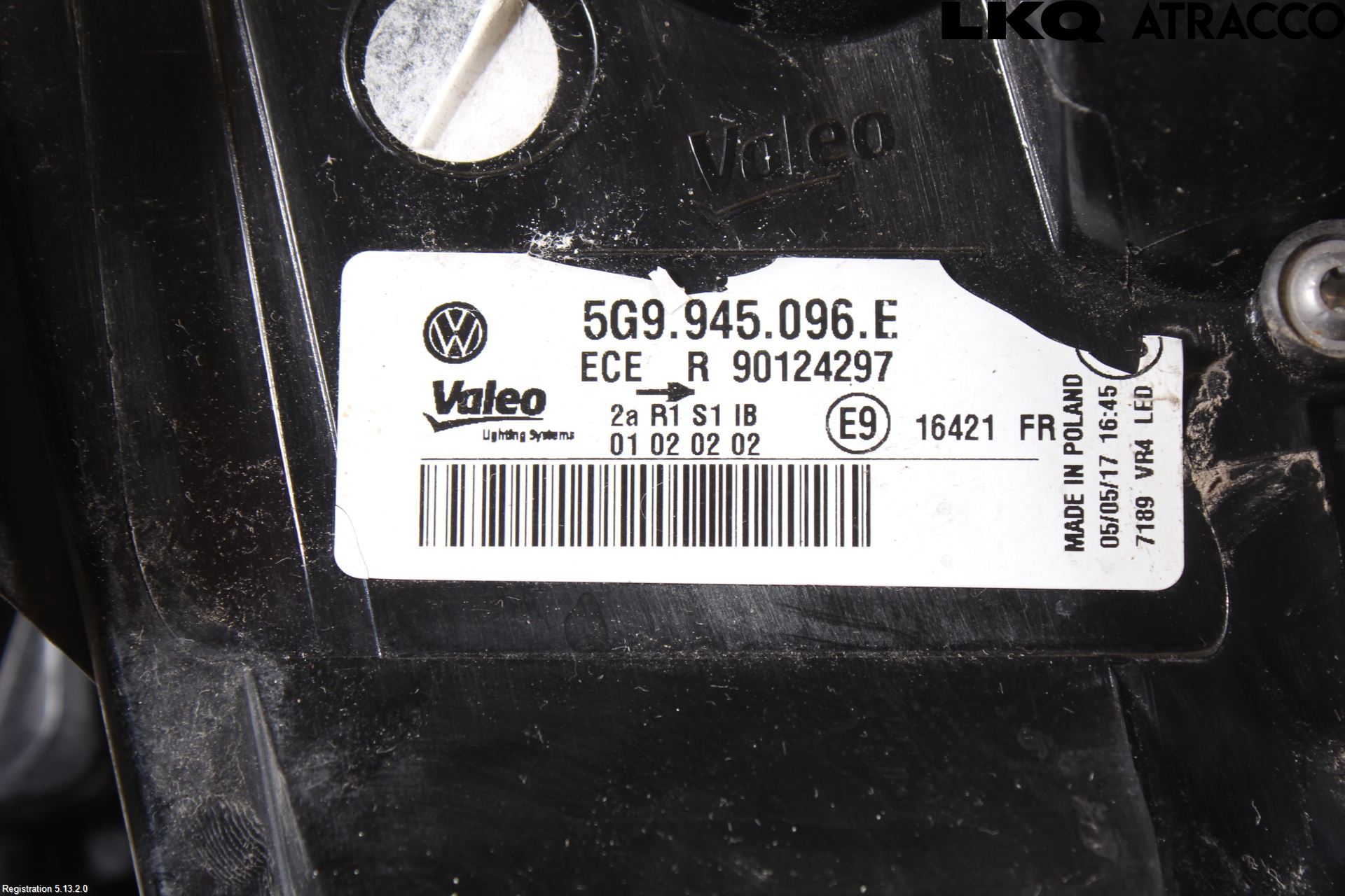 Volkswagen VW GOLF / E-GOLF VII 13-20 Baklykt Høyre