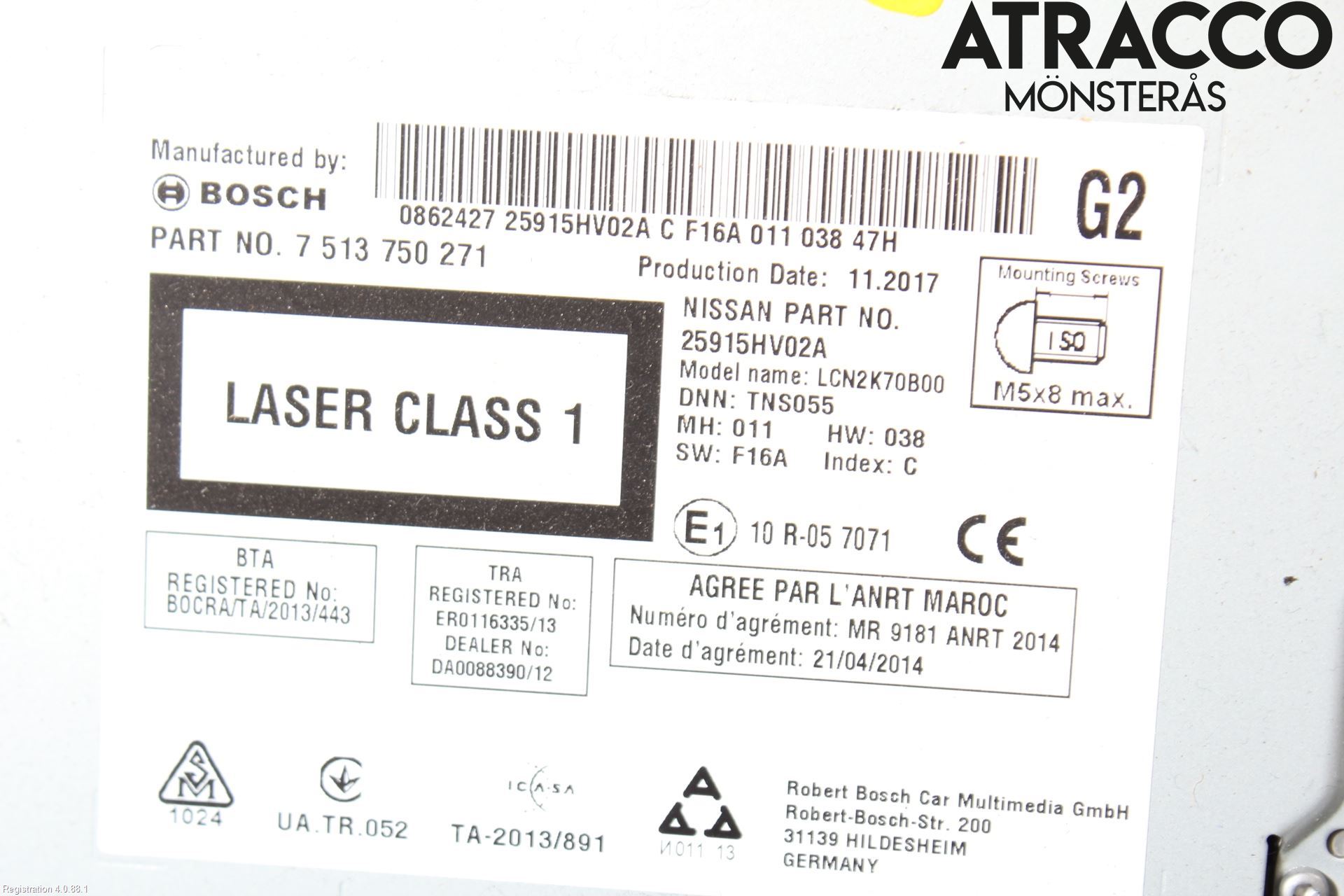 Nissan QASHQAI 17-21 Stereo Radio