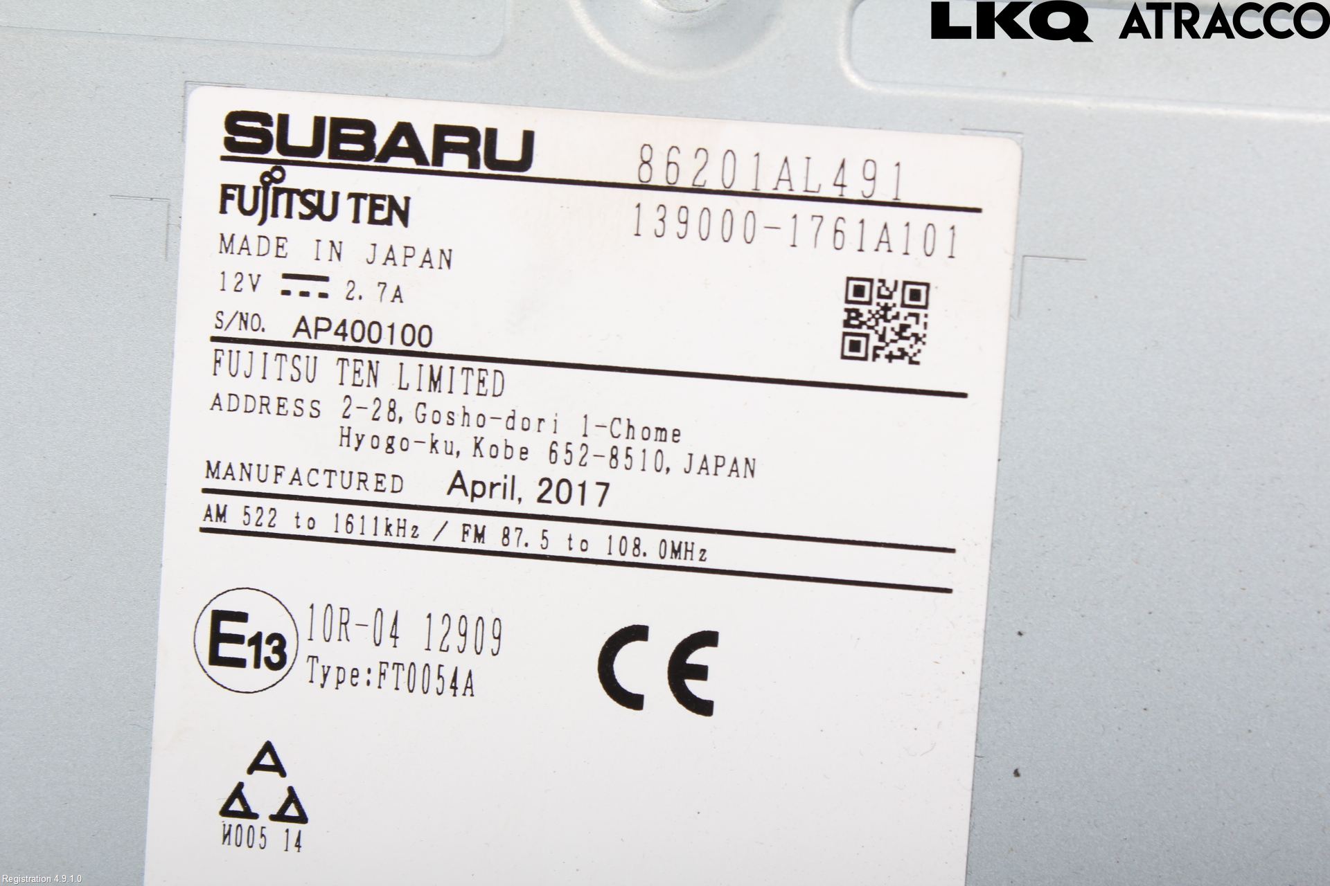 Subaru OUTBACK 15-20 Stereo Radio Med Cd