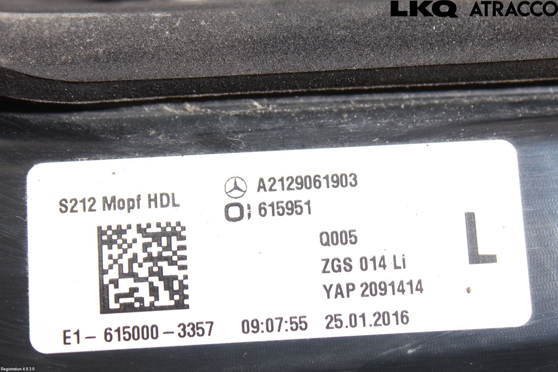 Mercedes-Benz MB E-KLASS (W212) 09-16 Baklykt Venstre På Luke(Indre
