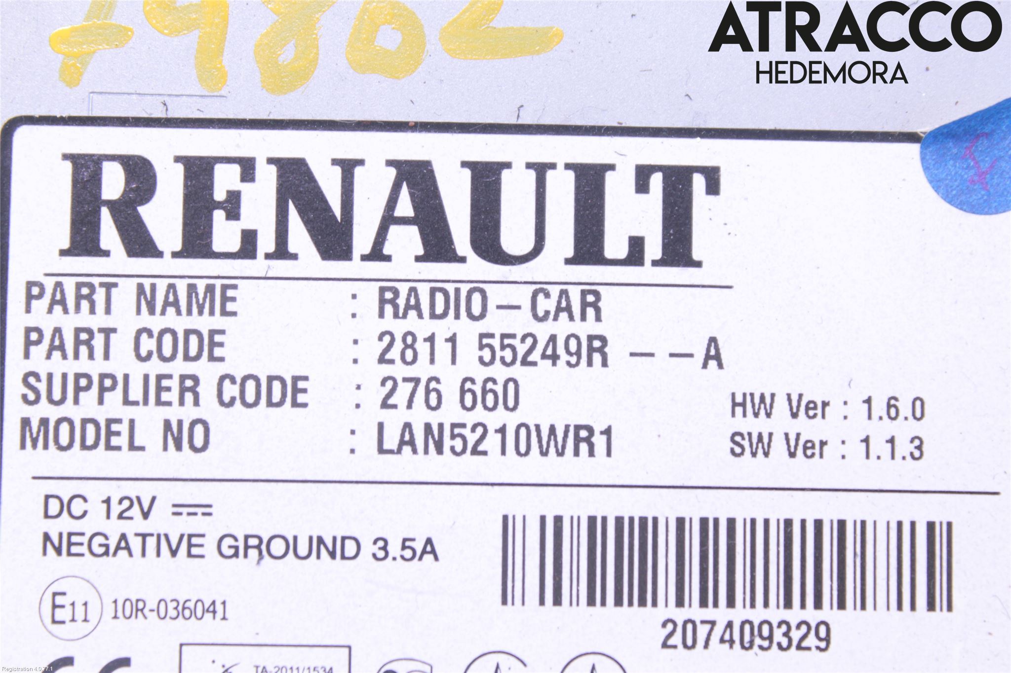 Renault CLIO IV 12-16 Stereo Radio Med Cd