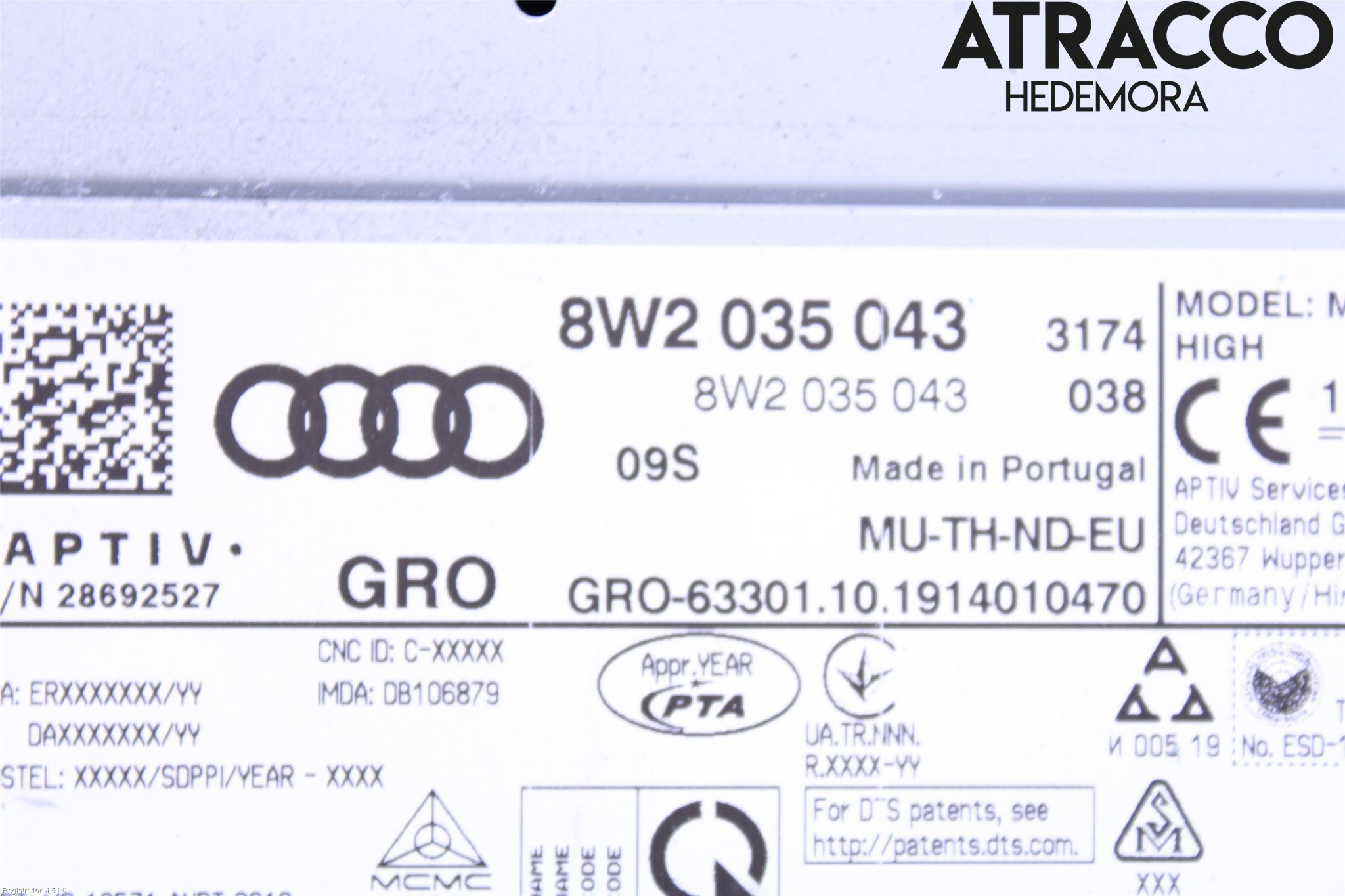 Audi A4/S4 B9 16-19 Stereo Radio Med Cd