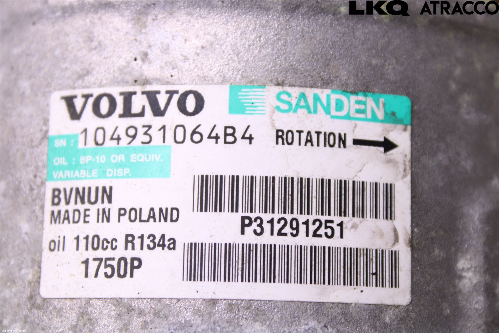 Volvo V40 12-19 Varme Ac Kompressor