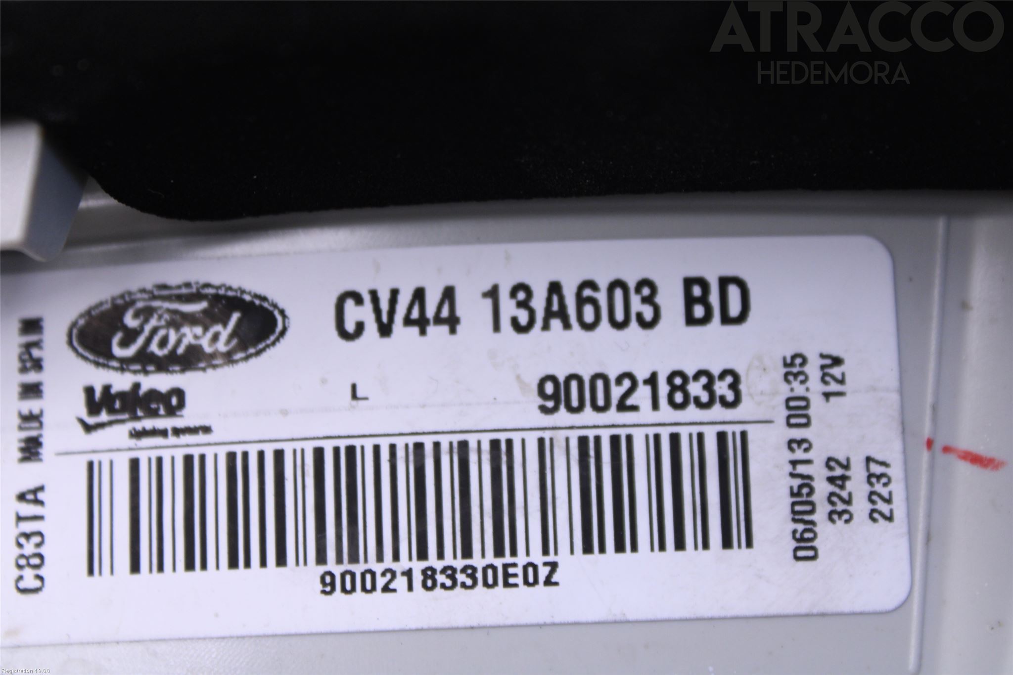 Ford KUGA 13-16 Baklykt Venstre  På Luke(Indre