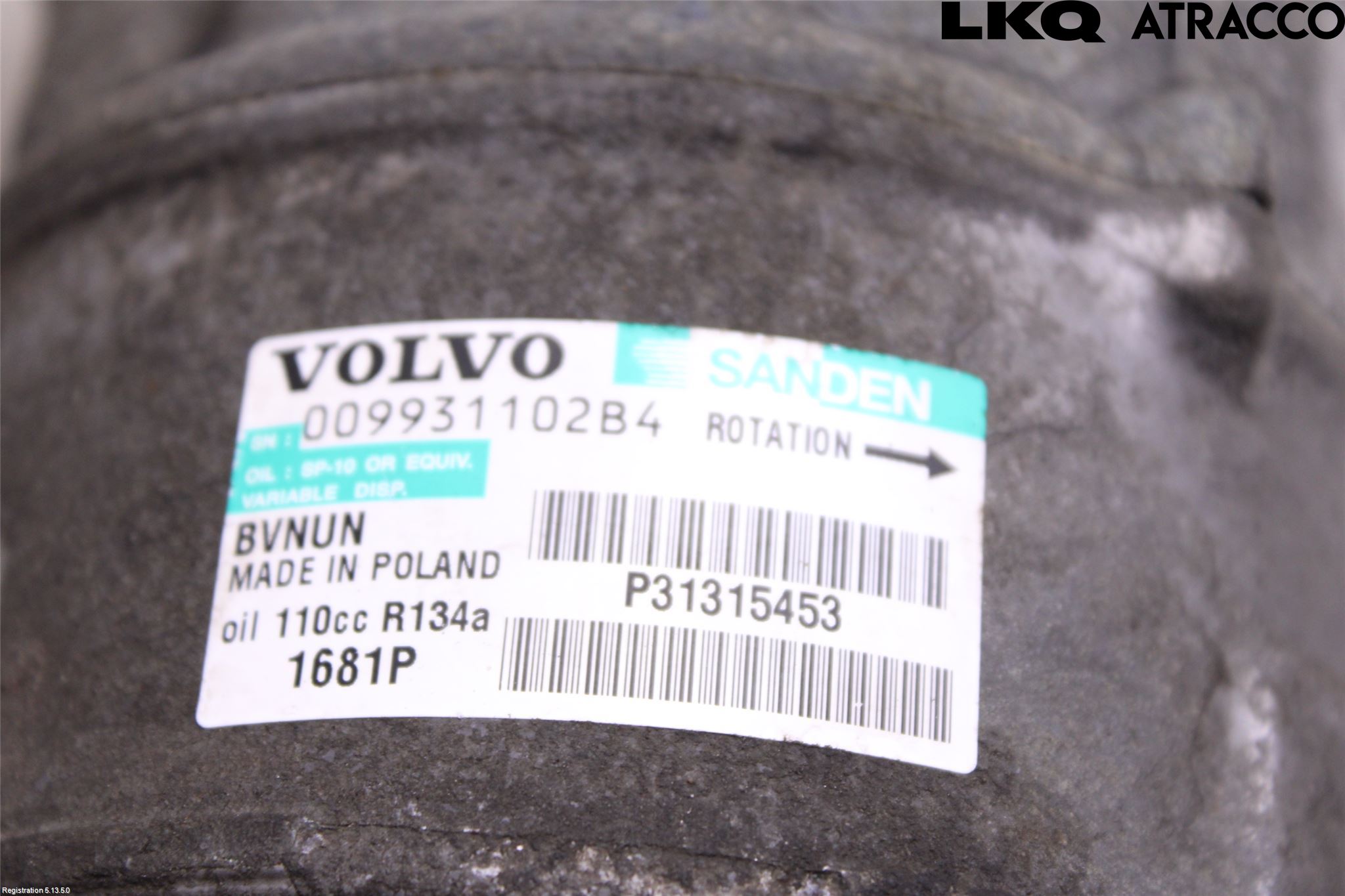 Volvo XC60 09-13 Varme Ac Kompressor