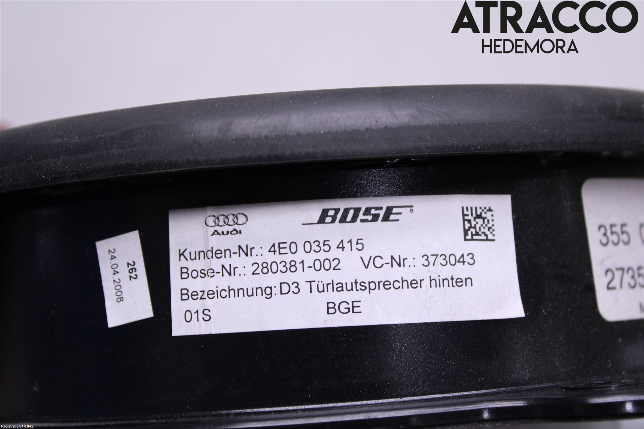 Audi A8/S8 4E  02-09 Innr Høyttaler