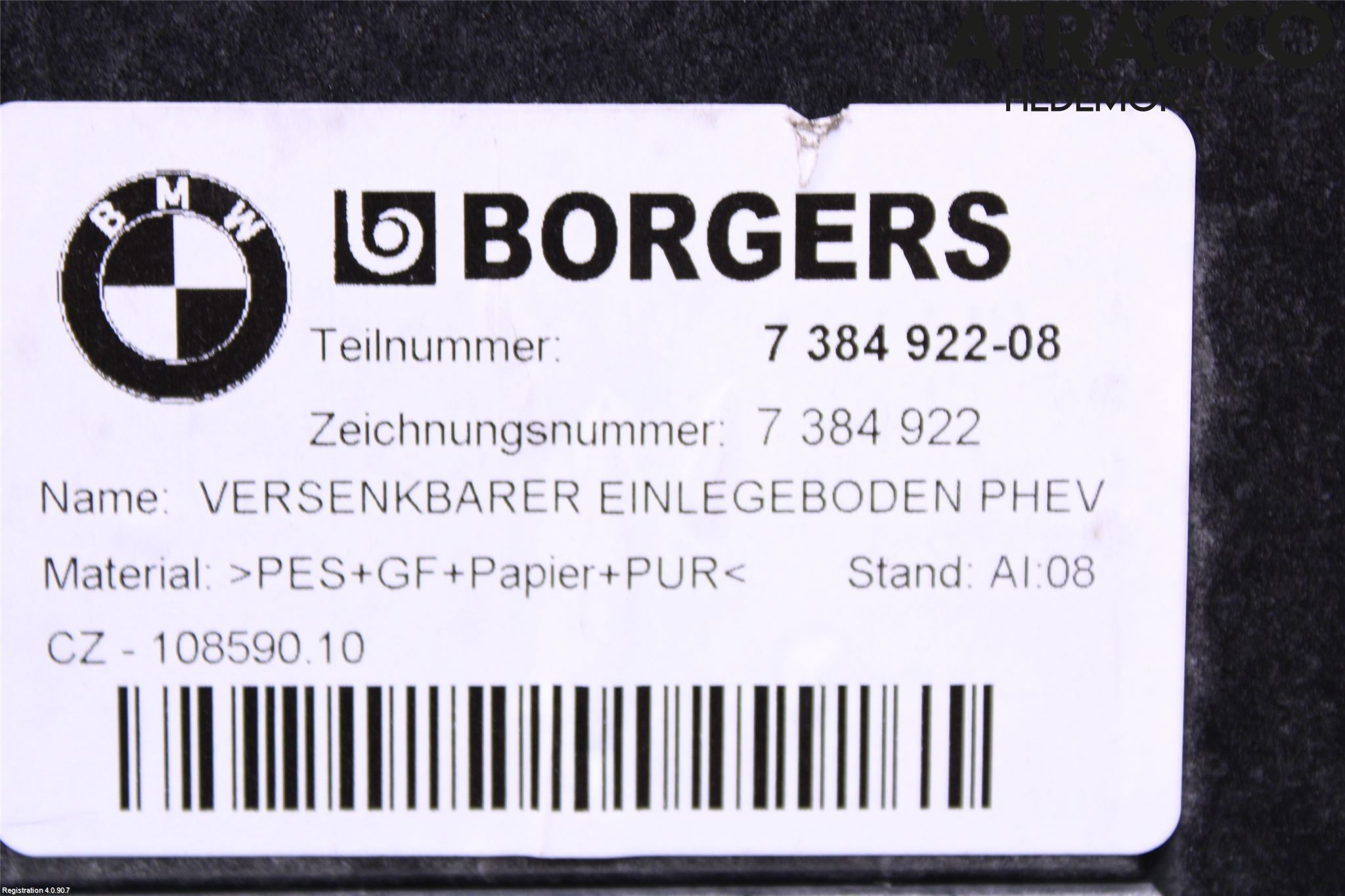 BMW 5 G30/G31/F90 17-23 Innr Bagasjeromkledsel