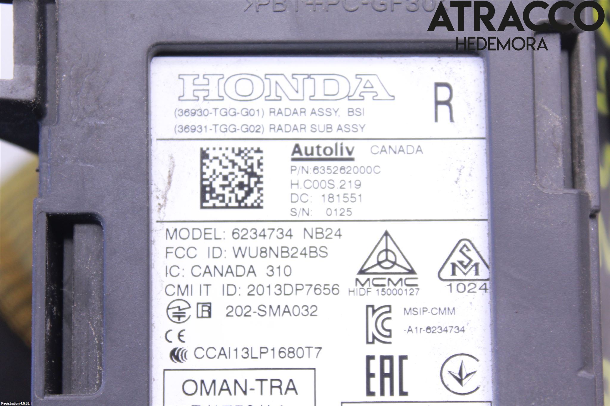 Honda CIVIC 17-22 Sensor Kollisjonsbeskyttelse