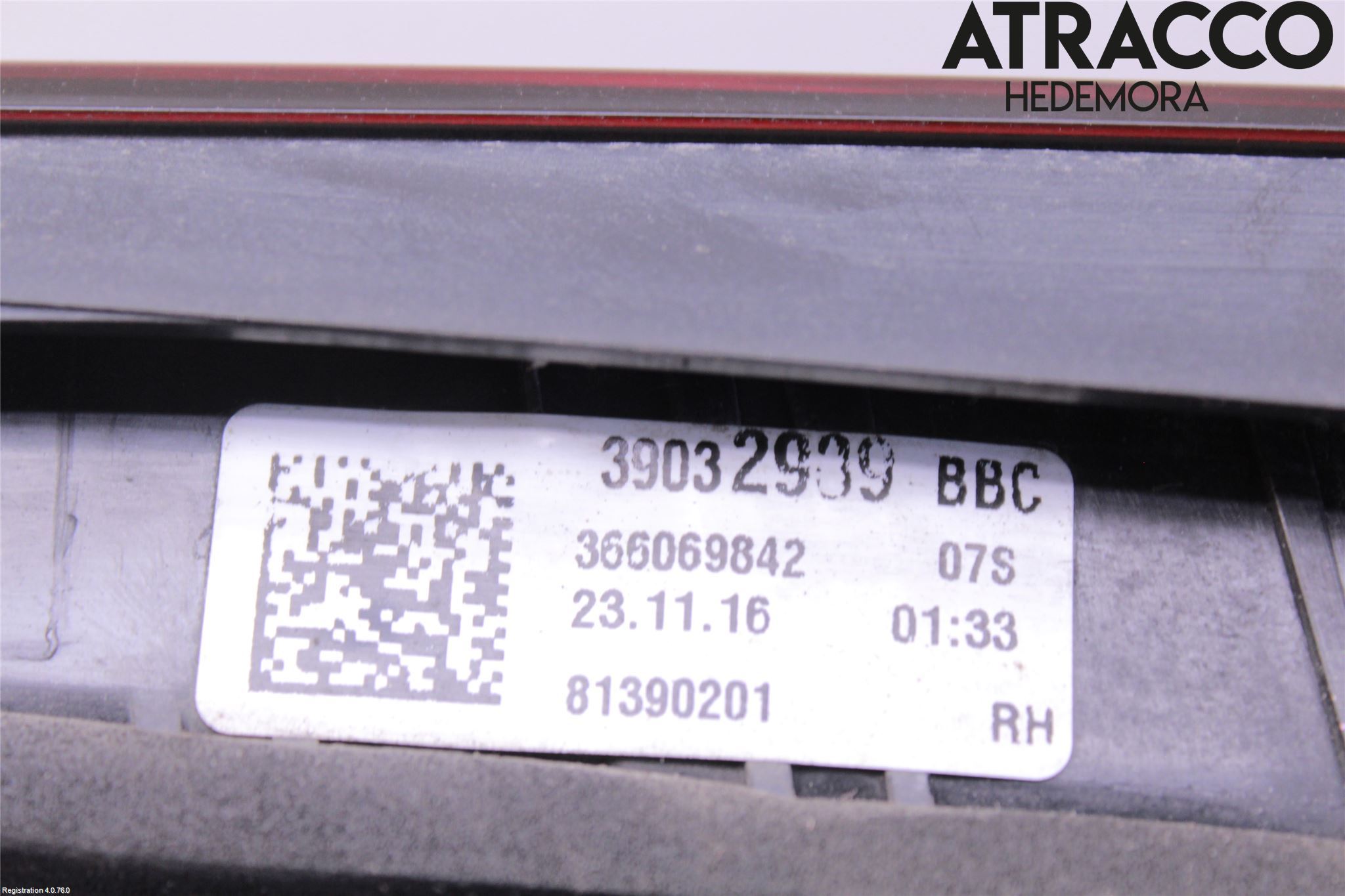 Opel ASTRA K 16-22 Baklykt Høyre  På Luke(Indre)