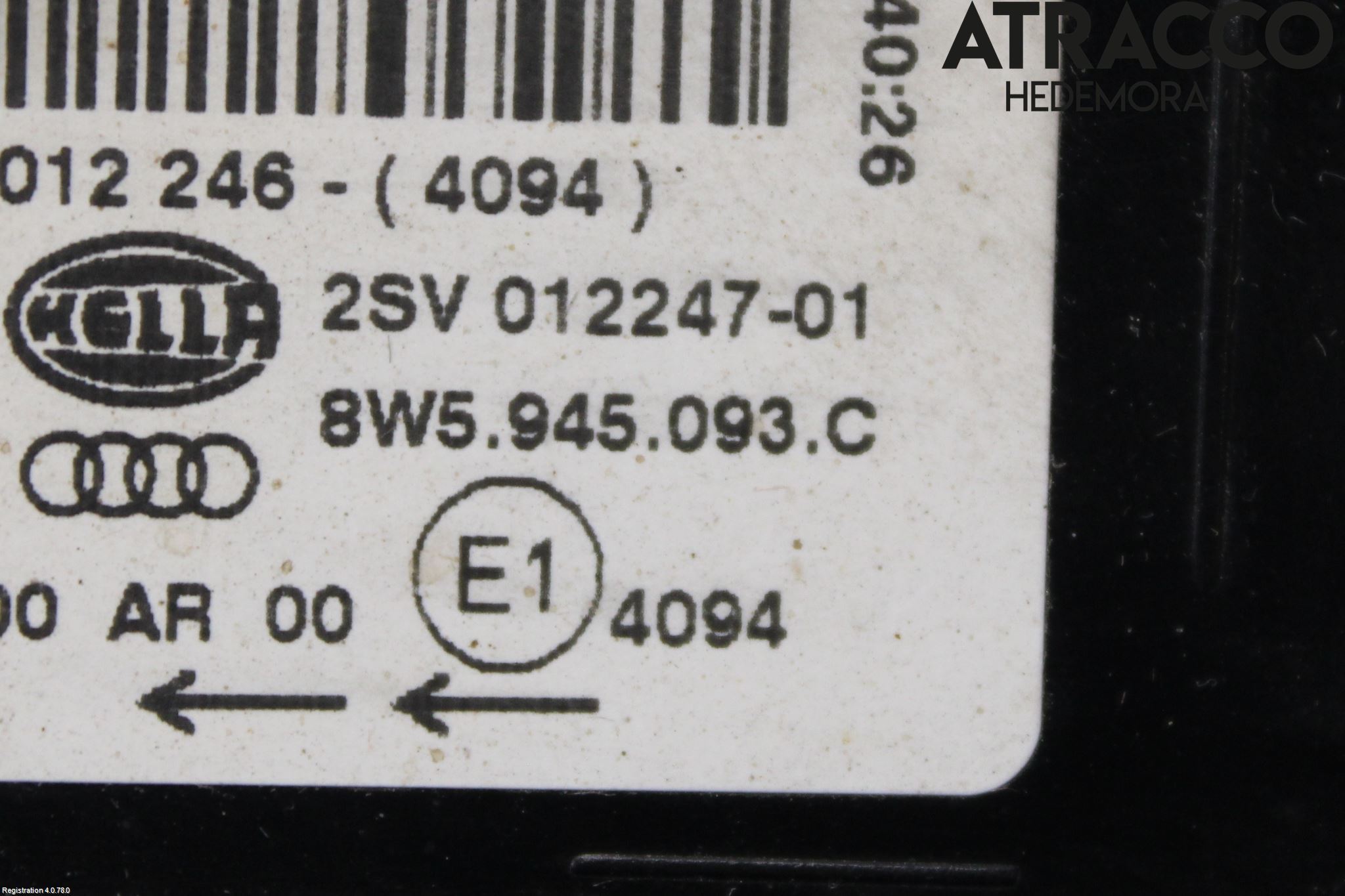 Audi A4/S4 B9 16-19 Baklykt Venstre  På Luke(Indre