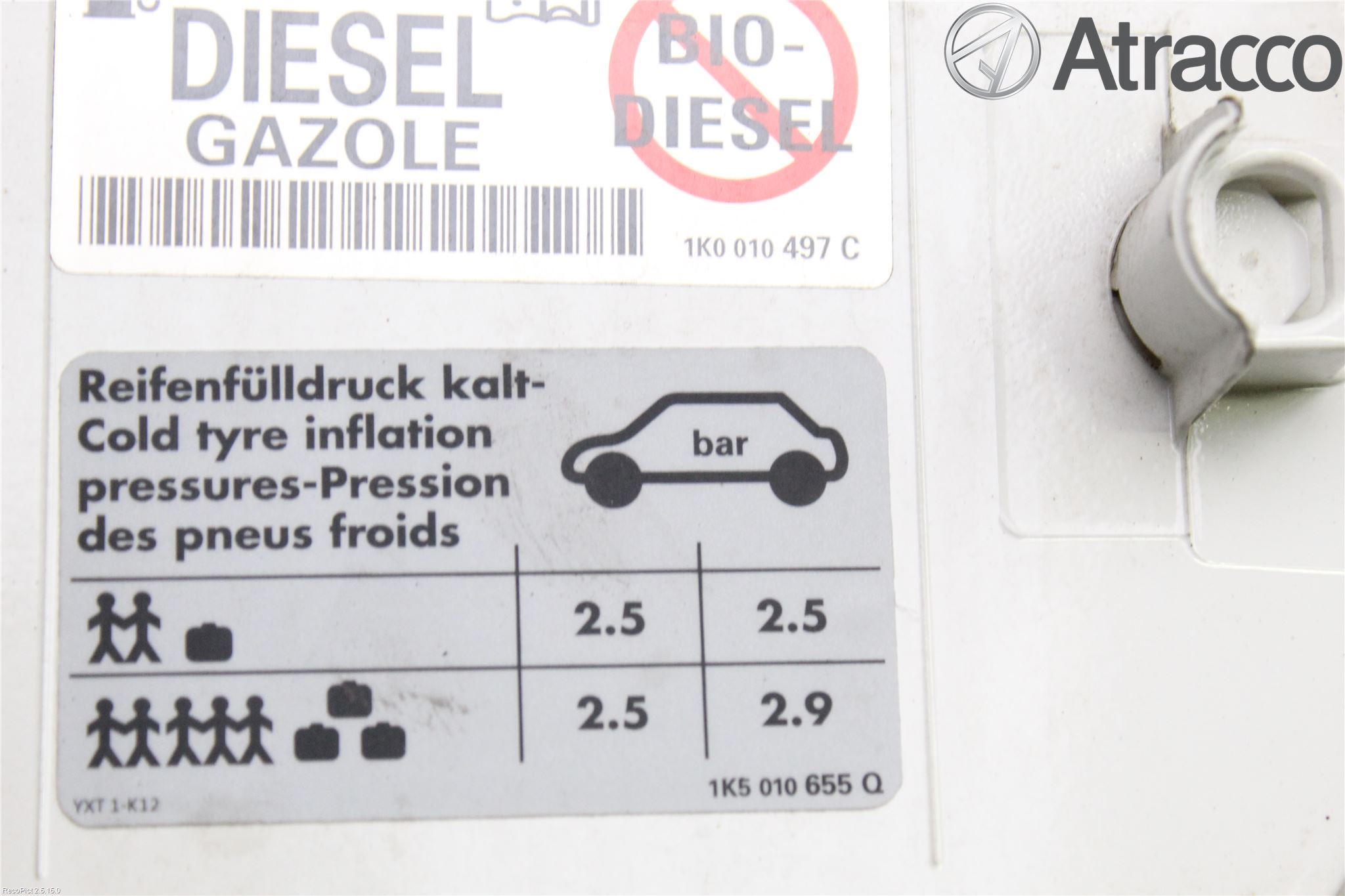 Volkswagen VW GOLF VI 09-13 Drivstoff Tankluke