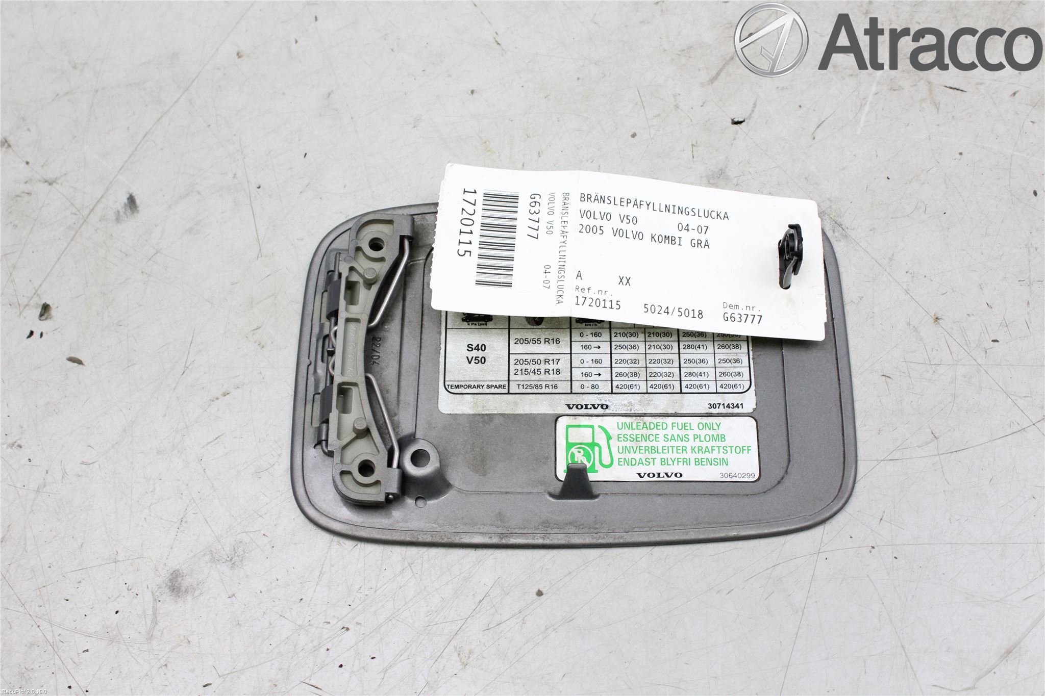 Volvo V50 04-07 Drivstoff Tankluke