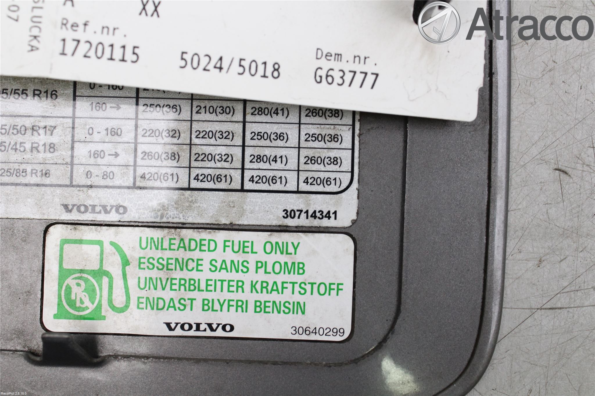 Volvo V50 04-07 Drivstoff Tankluke
