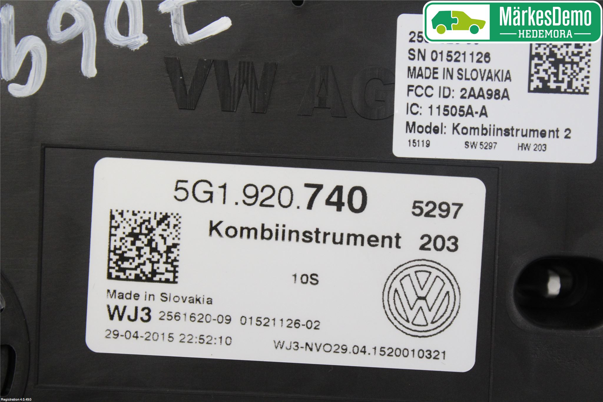 Volkswagen VW GOLF / E-GOLF VII 13-20 Instr Kombinert