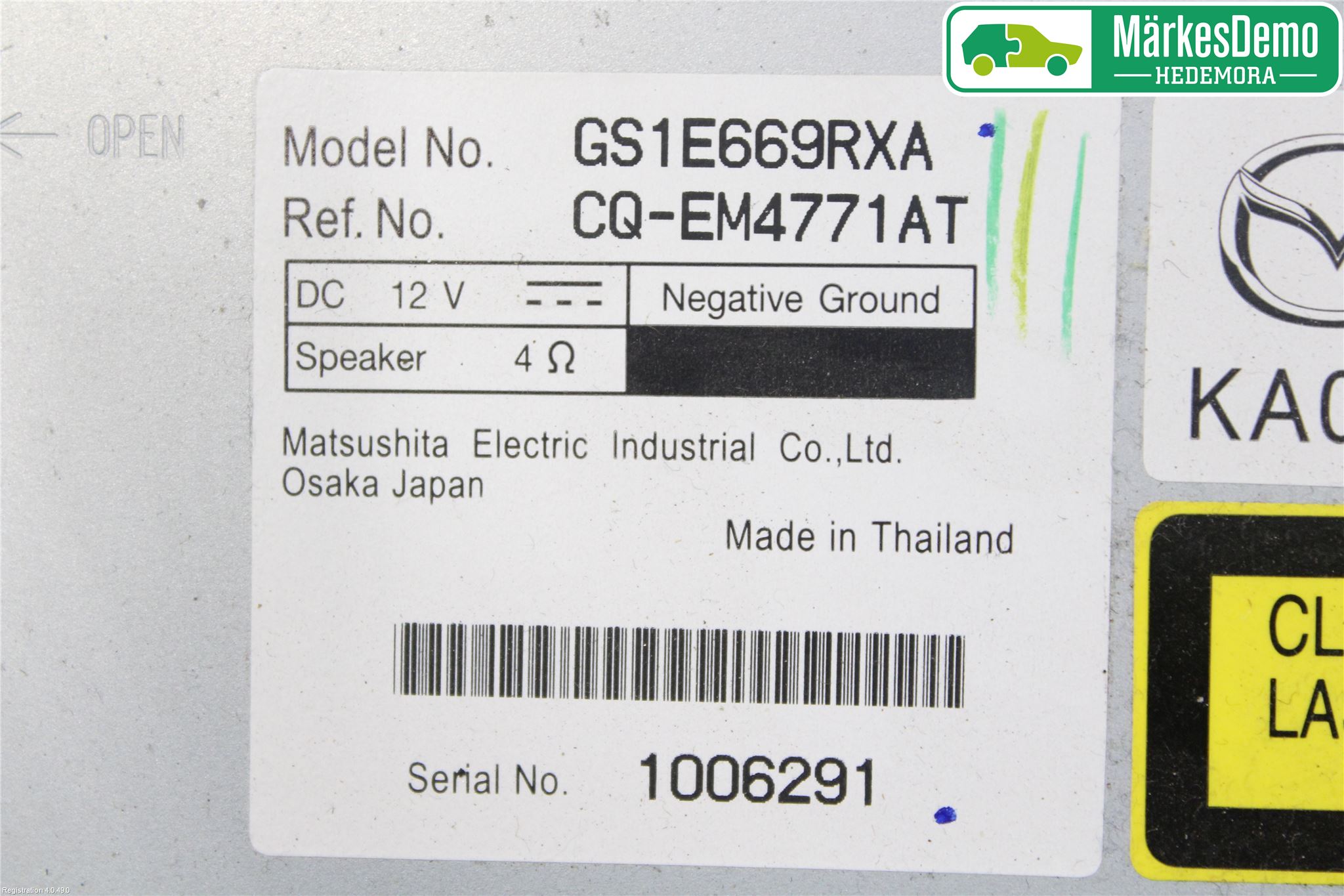 Mazda 6 08-13 Stereo Radio Med Cd