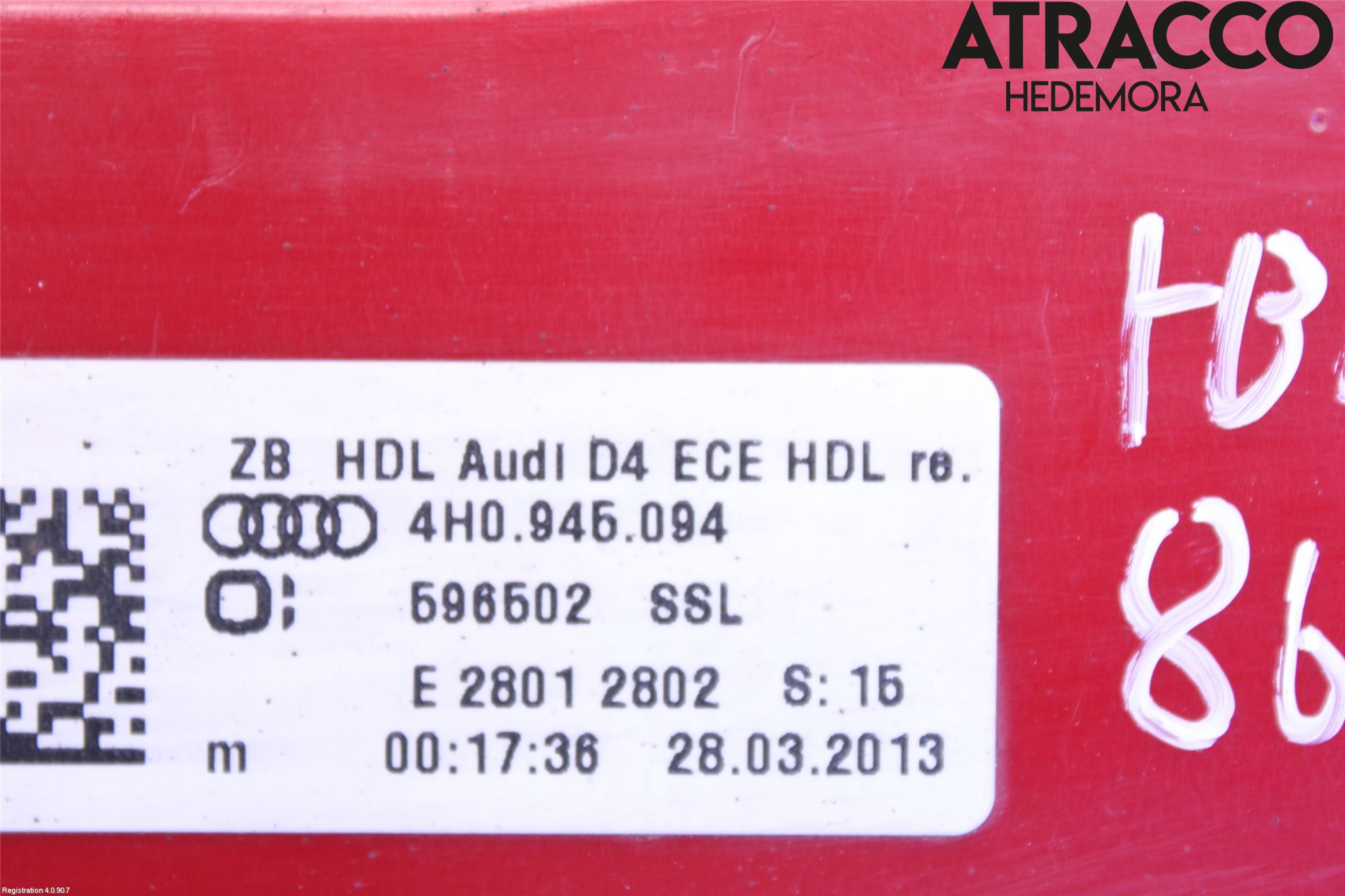 Audi A8/S8 4H 10-17 Baklykt Høyre  På Luke(Indre)