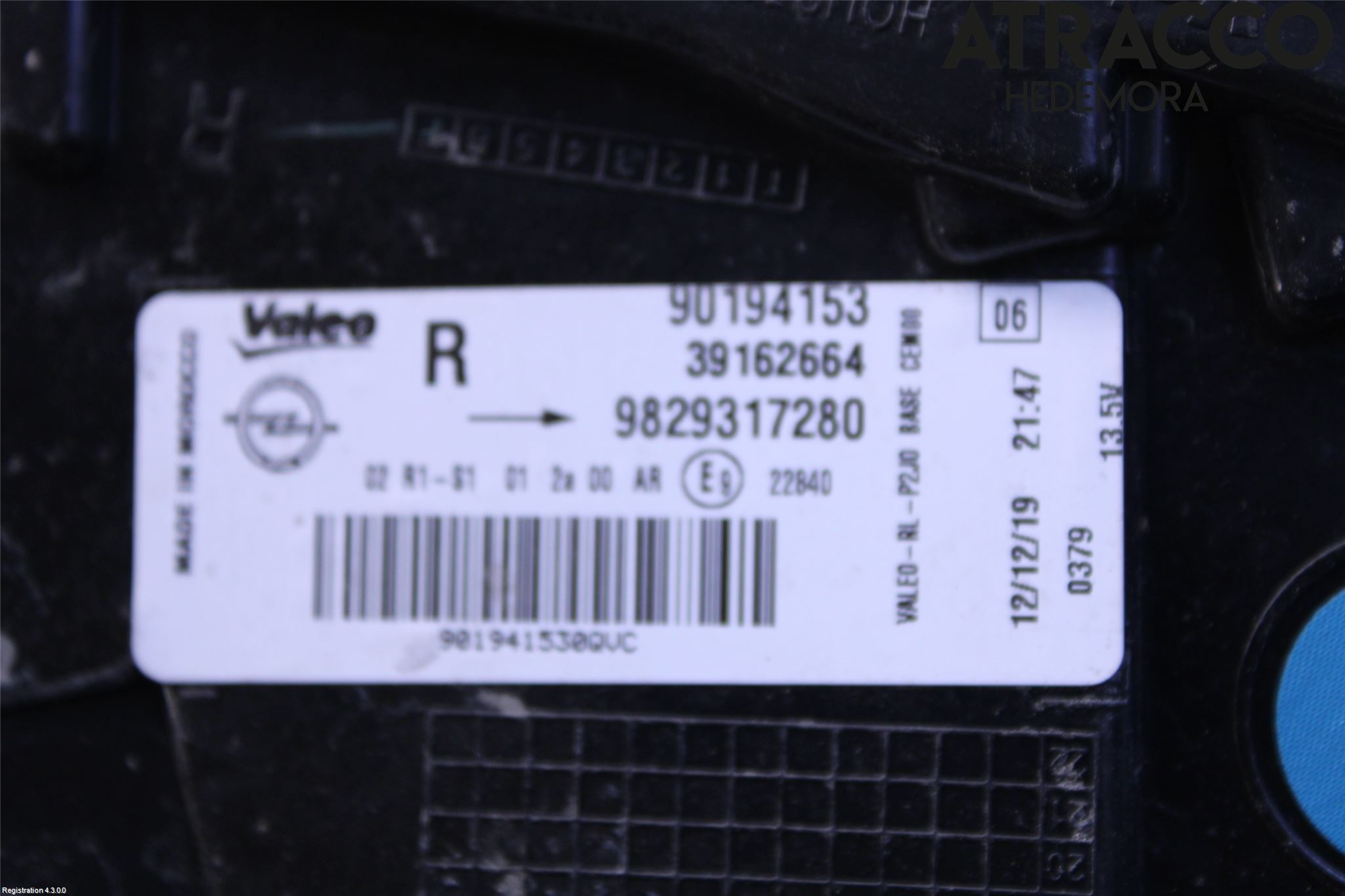 Opel CORSA F, CORSA-E 20- Baklykt Høyre