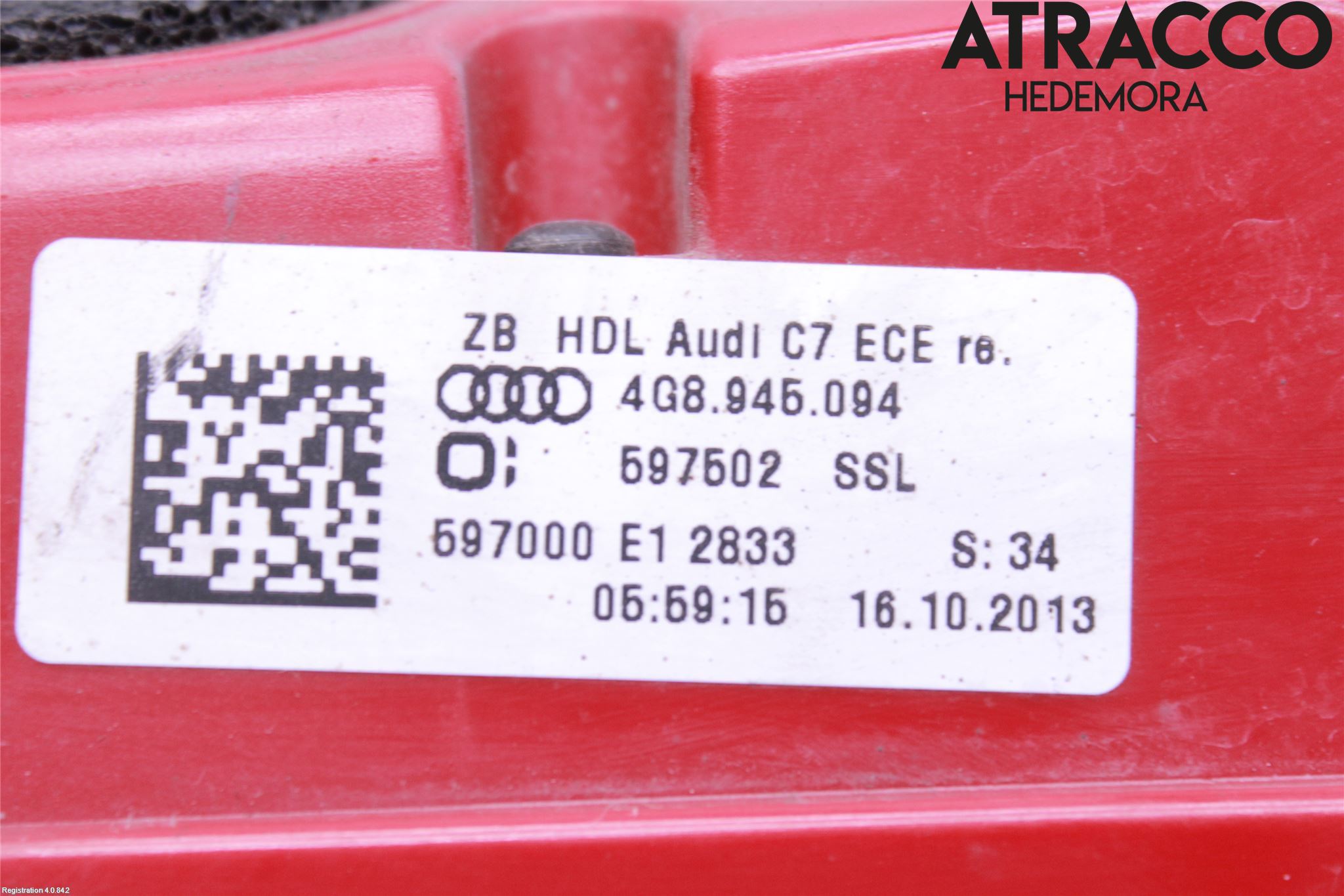 Audi A7/S7 4G 11-17 Baklykt Høyre  På Luke(Indre)