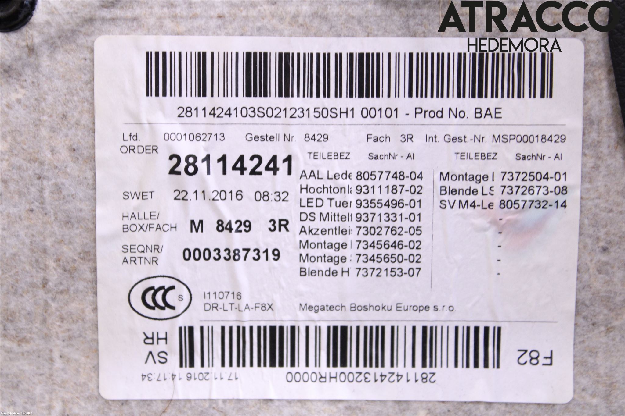 BMW 4 F32/F33/F82/F83 13-20 Innr Dørtrekk Høyre