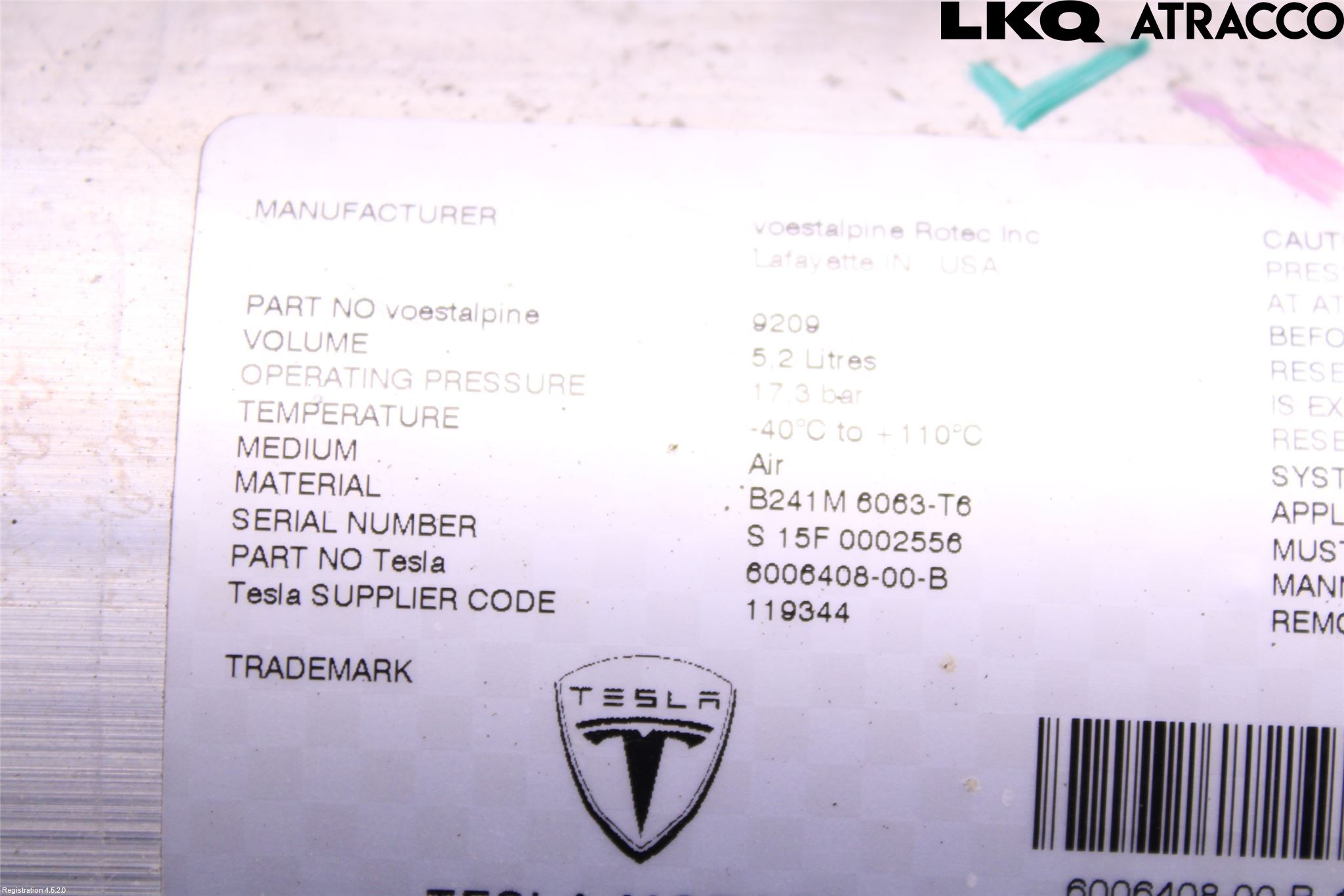 Tesla MODEL S 13- Fjæring Kompressor Støtd-Fjæri