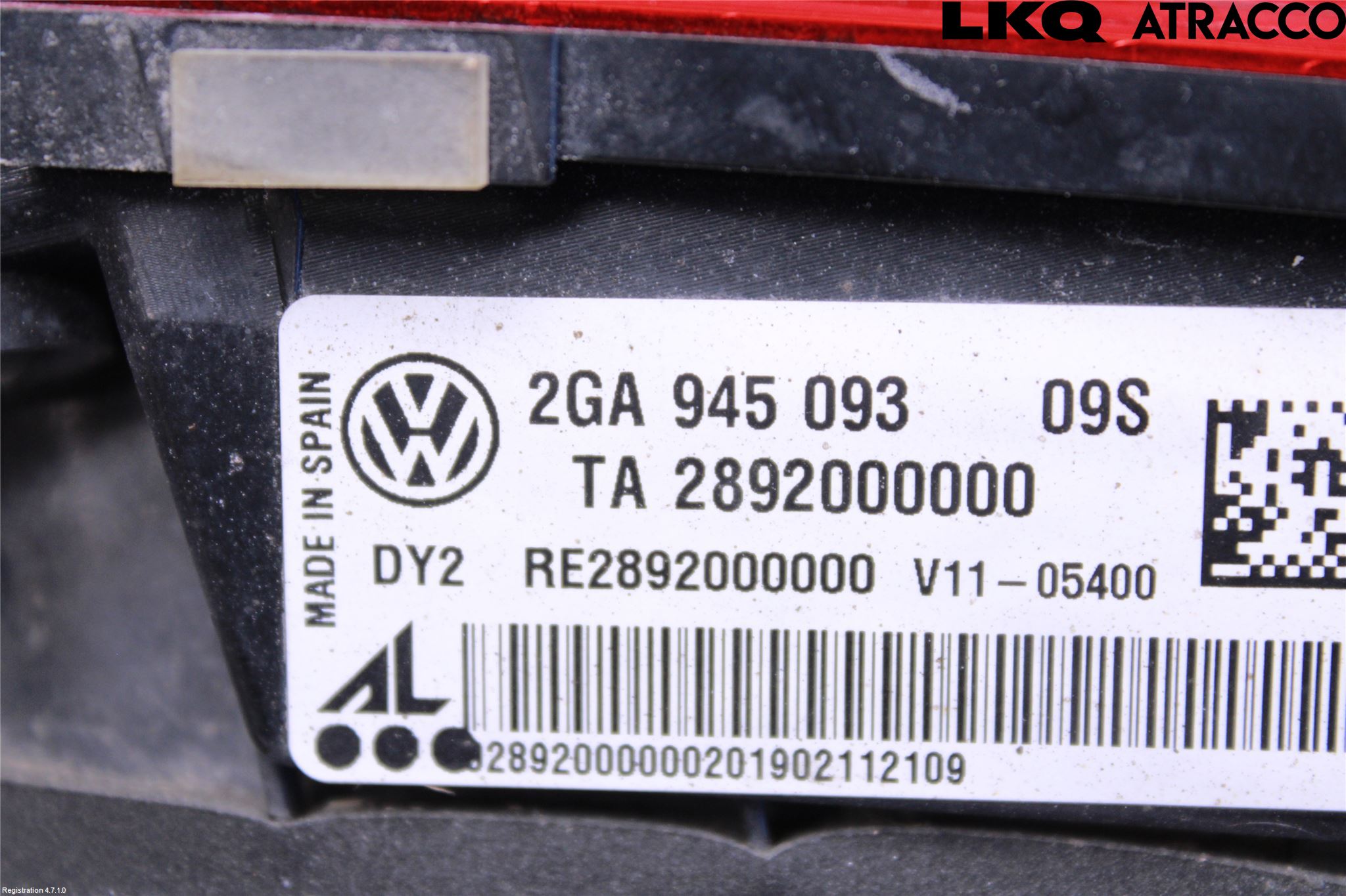 Volkswagen VW T-ROC 18- Baklykt Venstre  På Luke(Indre
