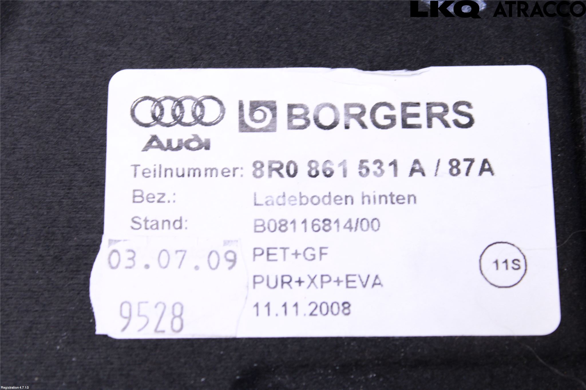 Audi Q5 09-16 Innr Bagasjeromkledsel