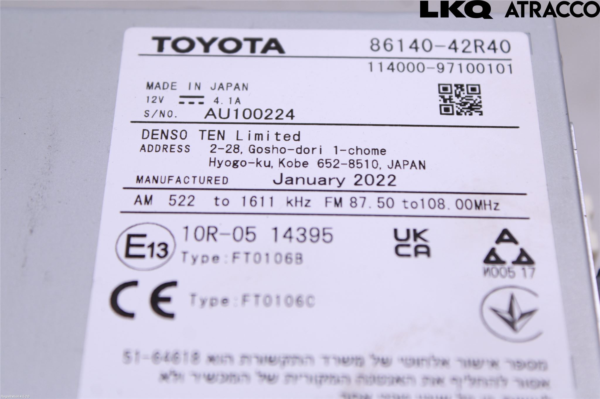 Toyota RAV4 19- Stereo Radio Med Cd
