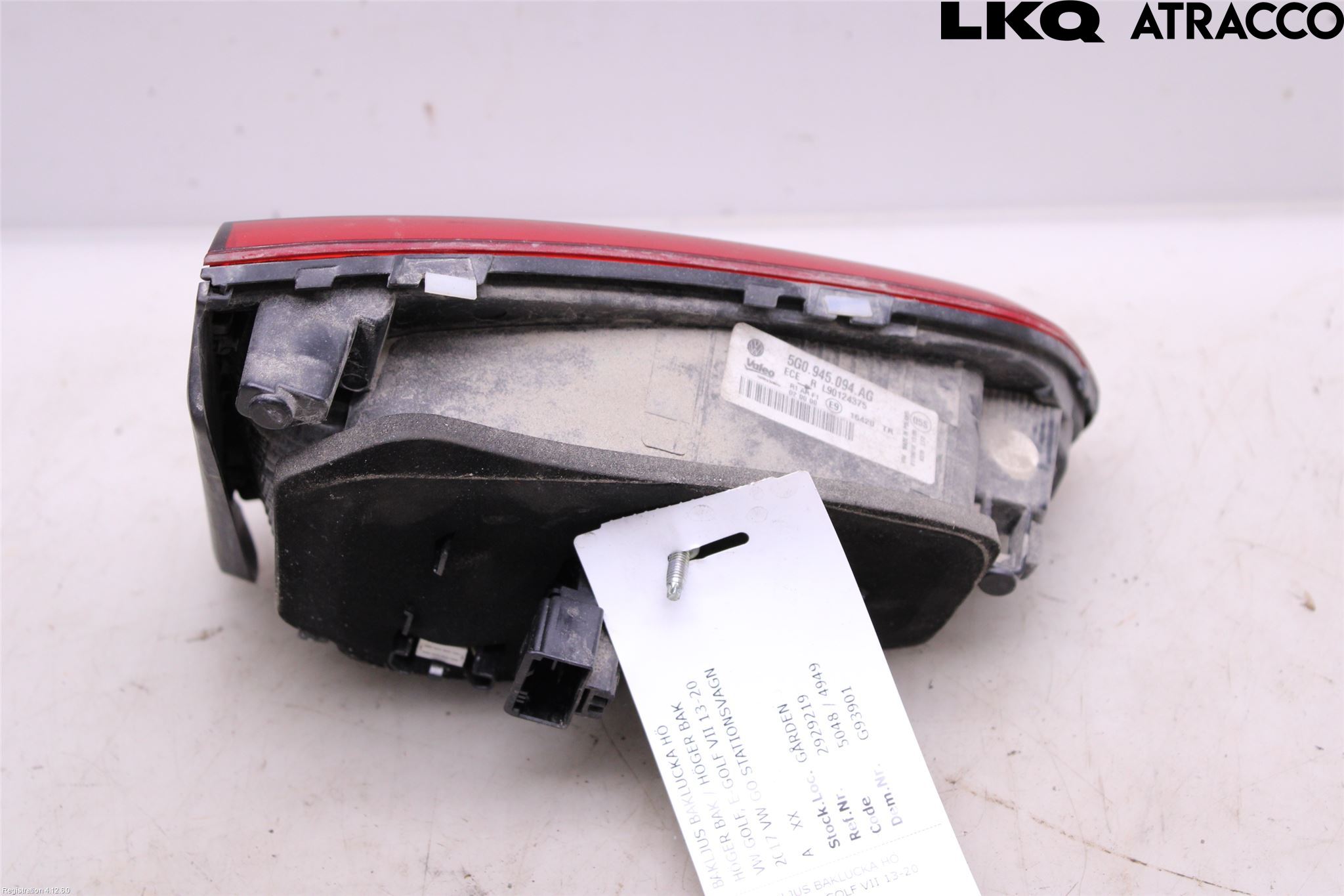 Volkswagen VW GOLF / E-GOLF VII 13-20 Baklykt Høyre  På Luke(Indre)