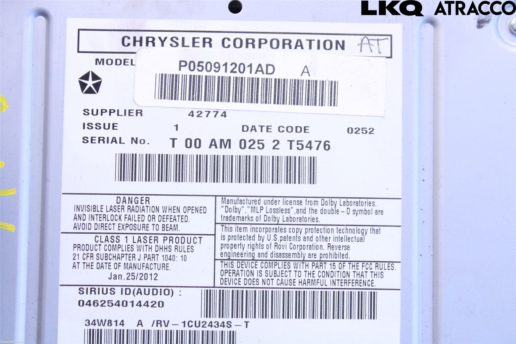 Chrysler ÖVRIGT/DIREKTIMP Stereo Radio Med Cd