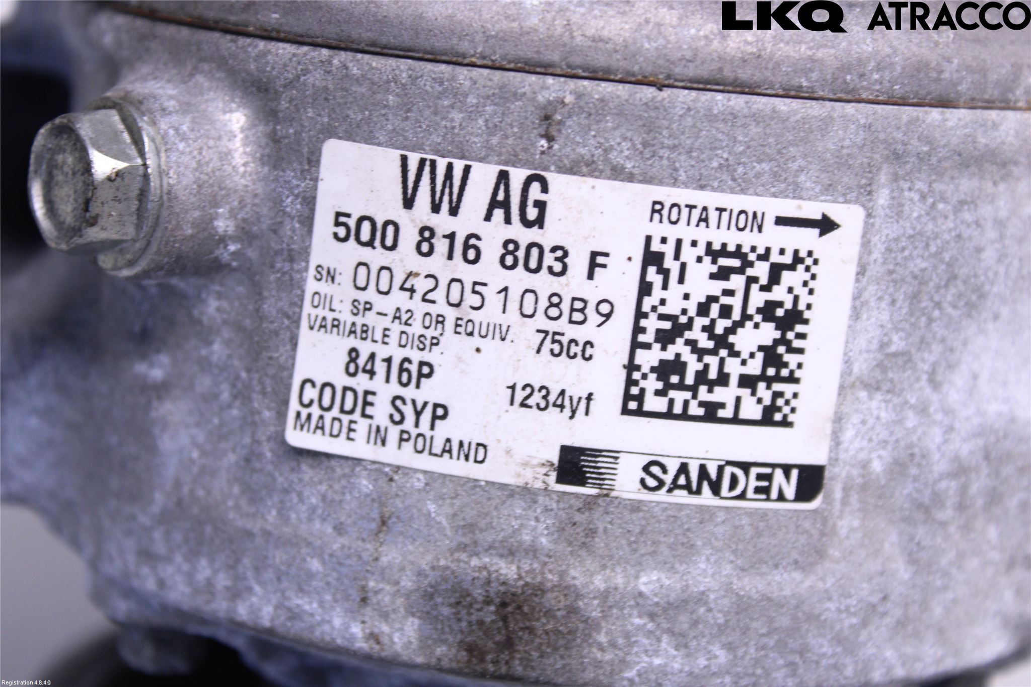 Volkswagen VW GOLF / E-GOLF VII 13-20 Varme Ac Kompressor