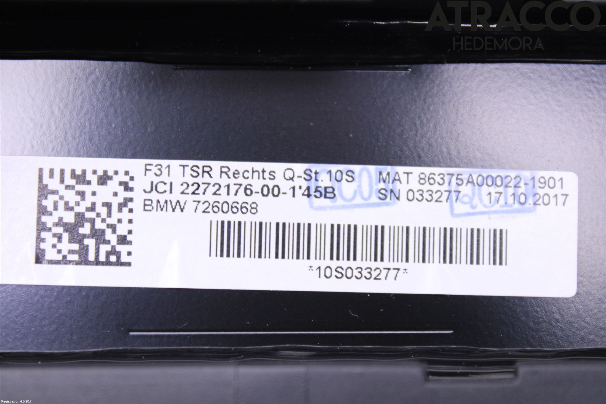 BMW 3 F30/F31/F80 12-19 Innr Innsyn Beskytelse Stv