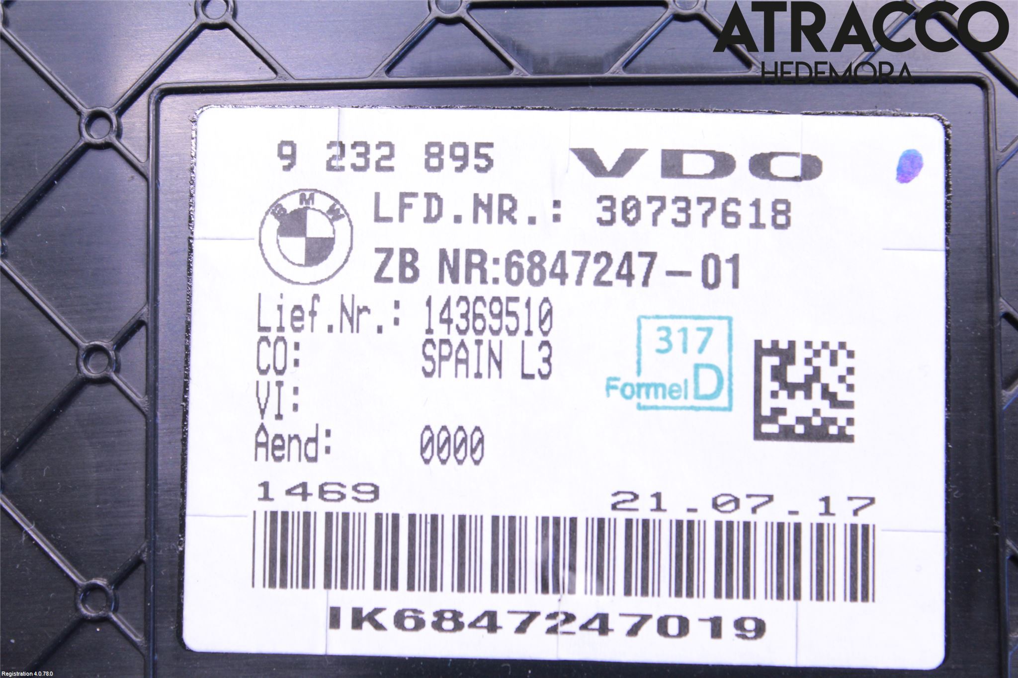 BMW 3 F30/F31/F80 12-19 Instr Kombinert