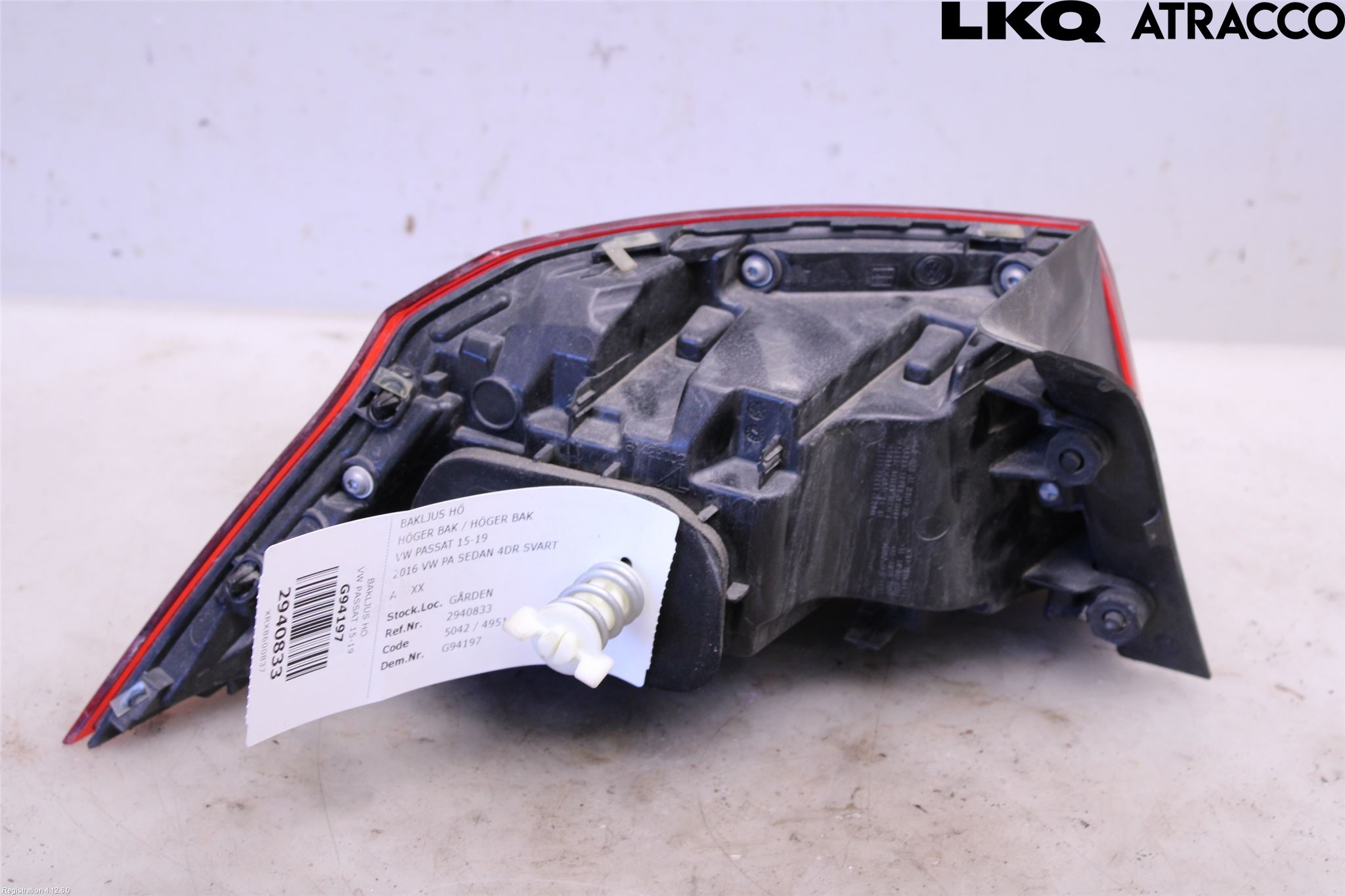 Volkswagen VW PASSAT 15-19 Baklykt Høyre
