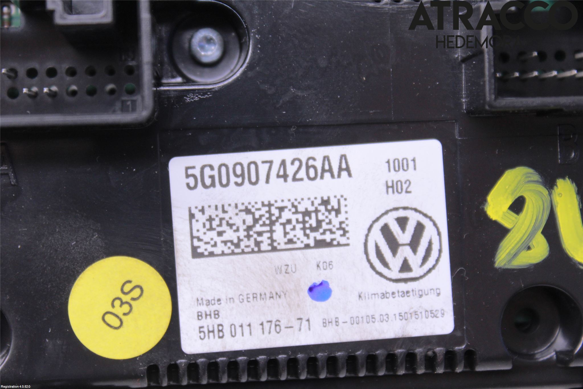 Volkswagen VW GOLF SPORTSVAN 15-20 Varme Ac Betjening-Display