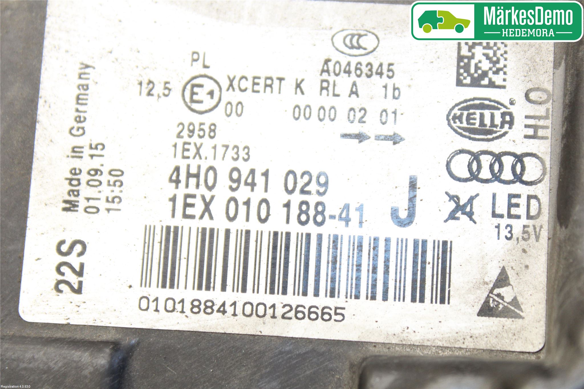 Audi A8/S8 4H 10-17 Frontlykt Venstre