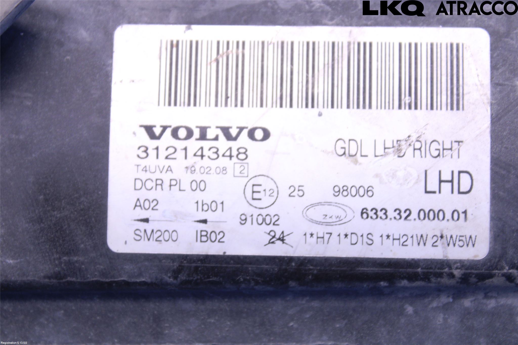 Volvo V70 08-13 Frontlykt Høyre